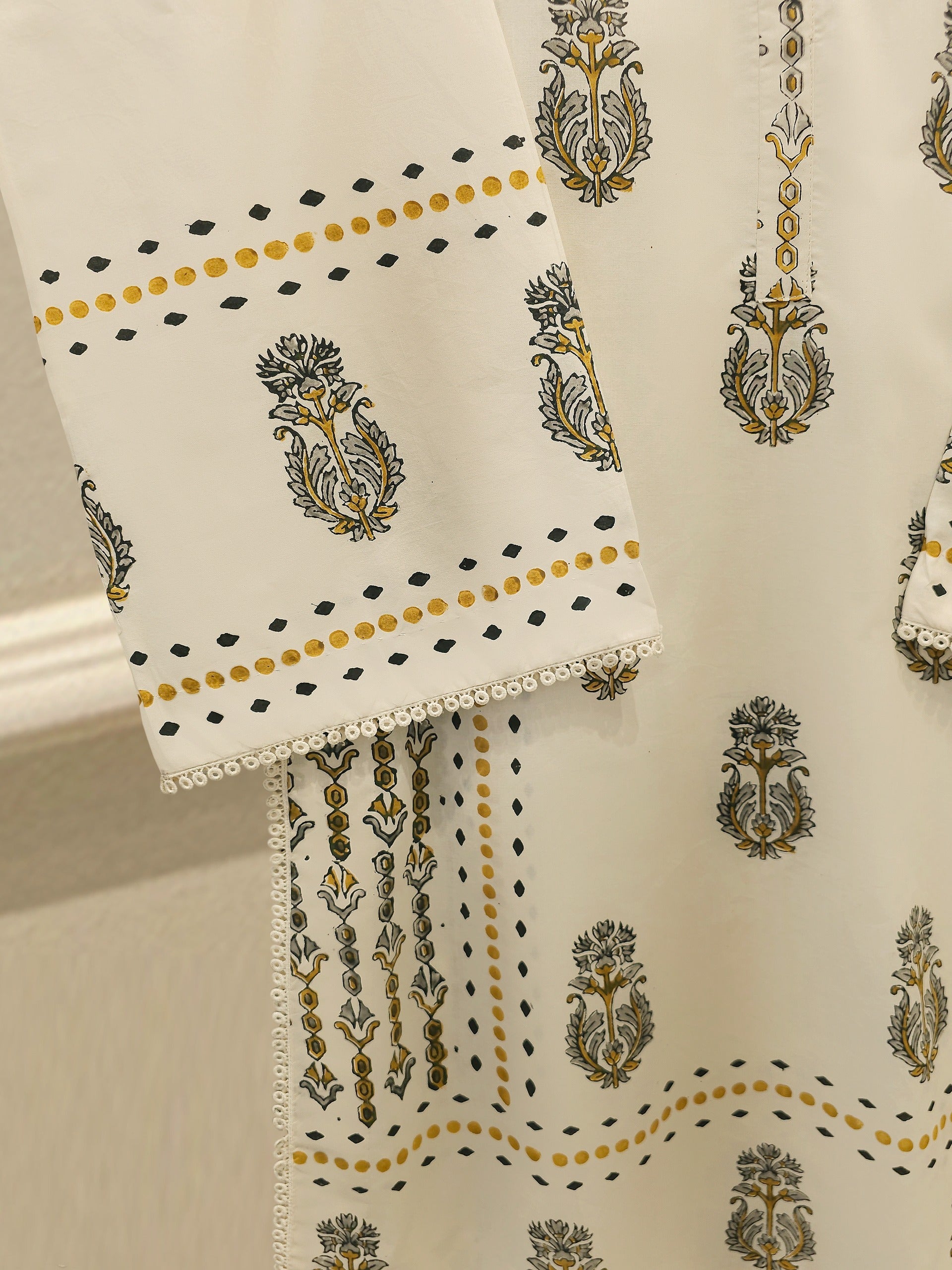 2 Piece - hand block print Cambric Suit S114340