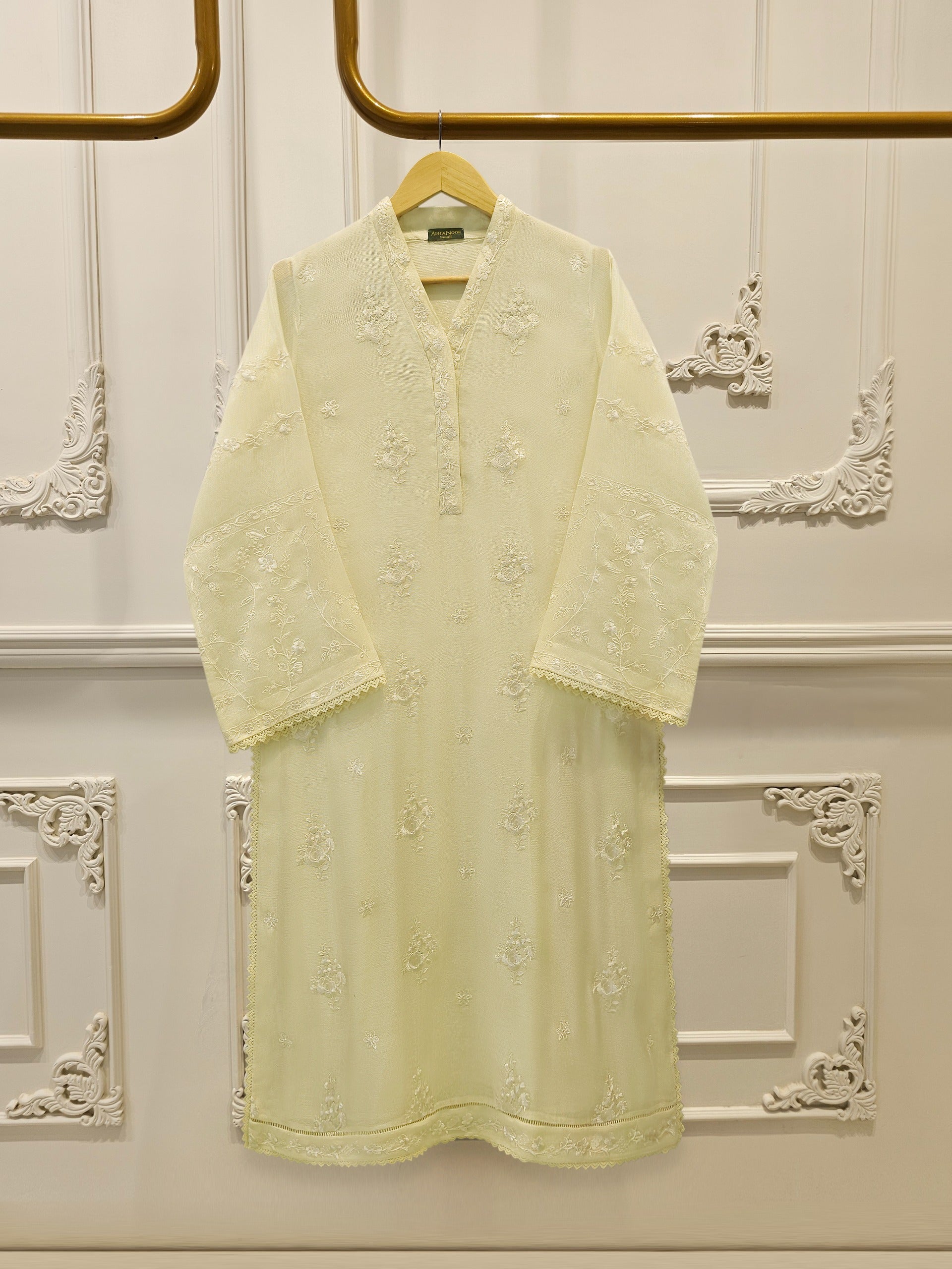 2 Piece - Pure Embroidered Cotton Net Suit S114821