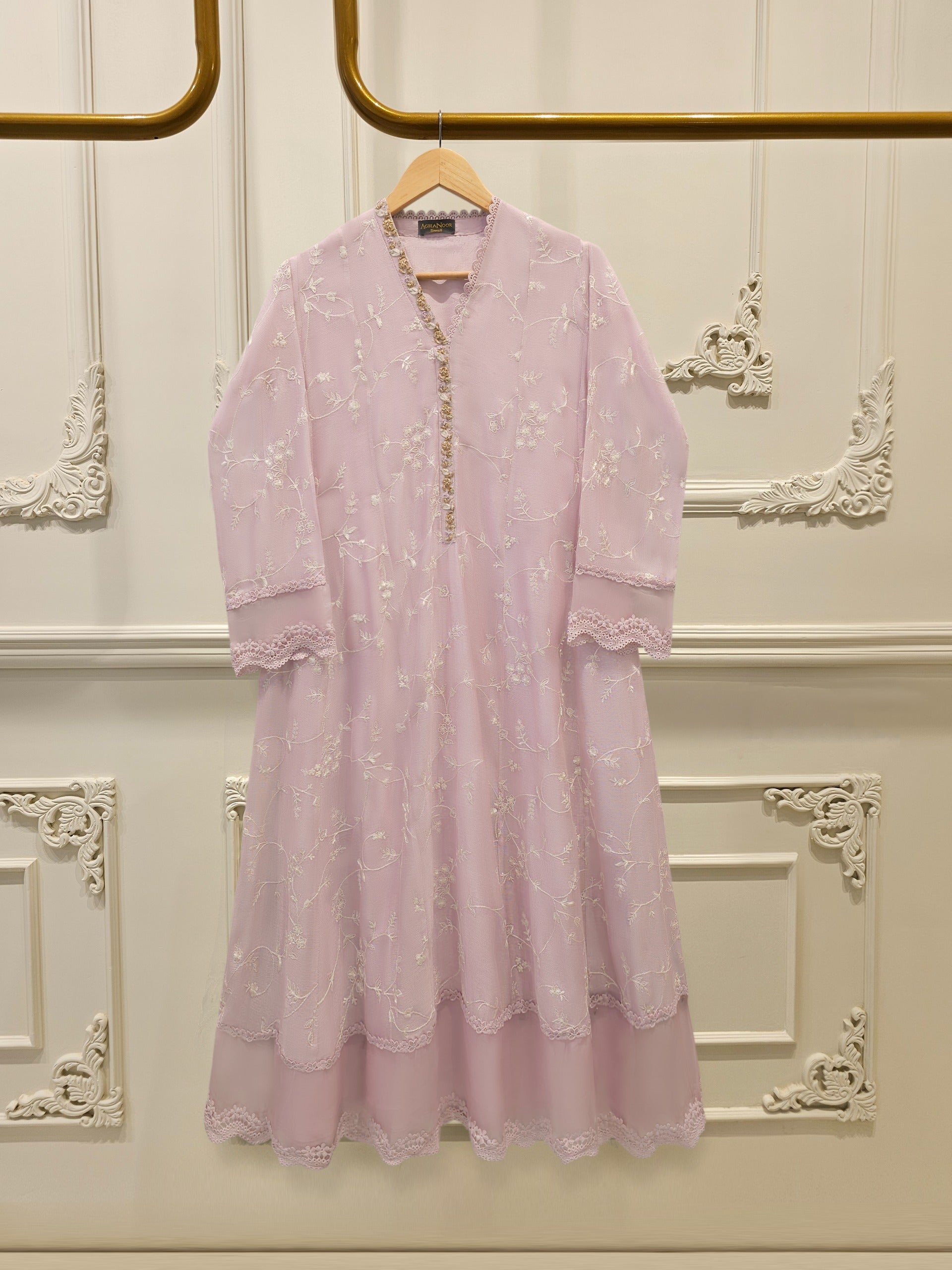 2 Piece - Pure Embroidered Cotton Net Suit S114827