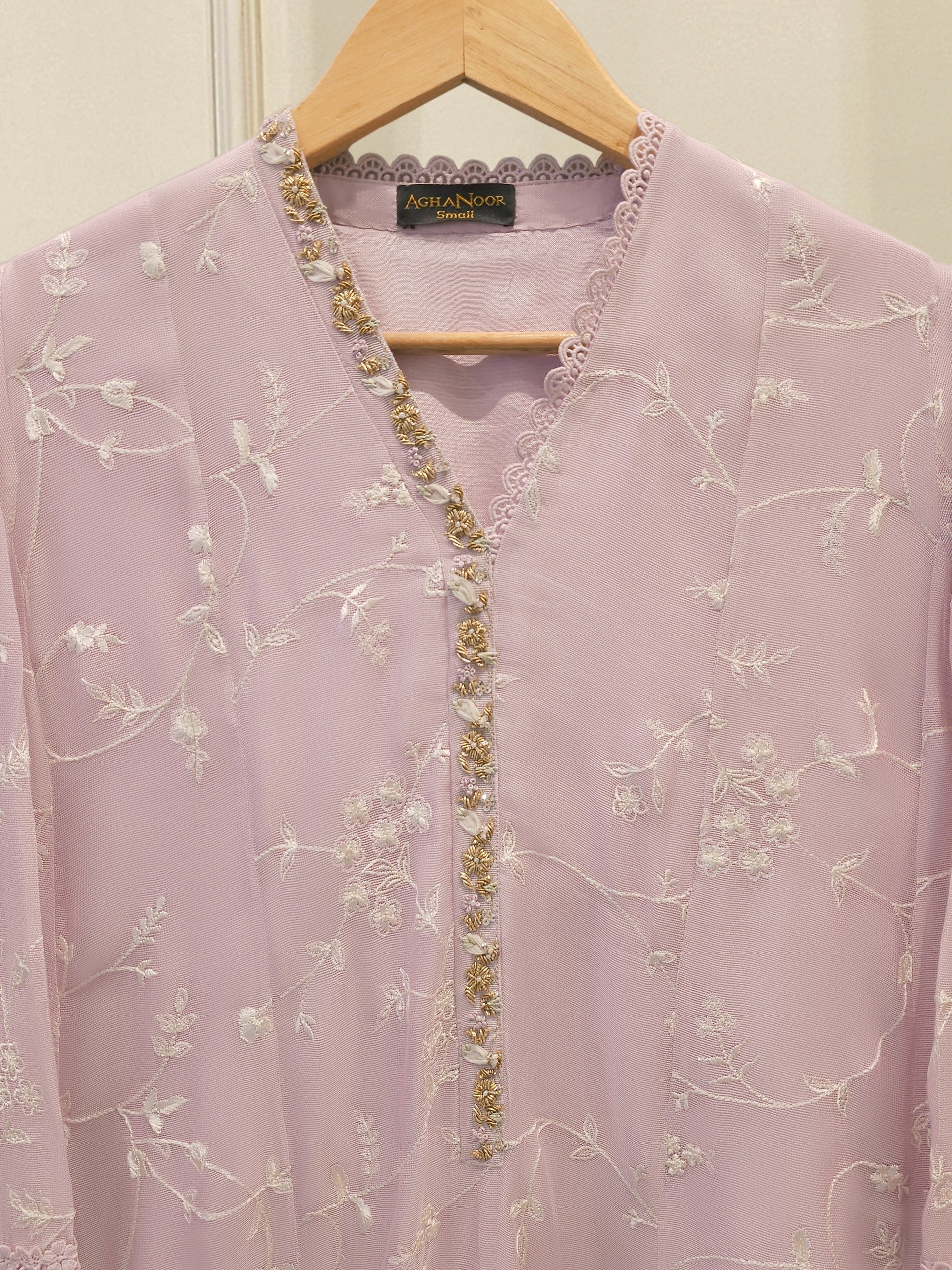 2 Piece - Pure Embroidered Cotton Net Suit S114827