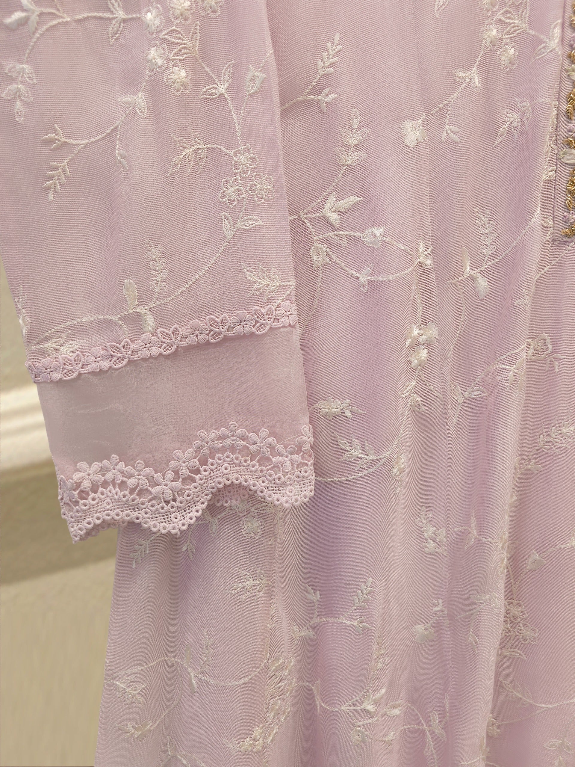 2 Piece - Pure Embroidered Cotton Net Suit S114827