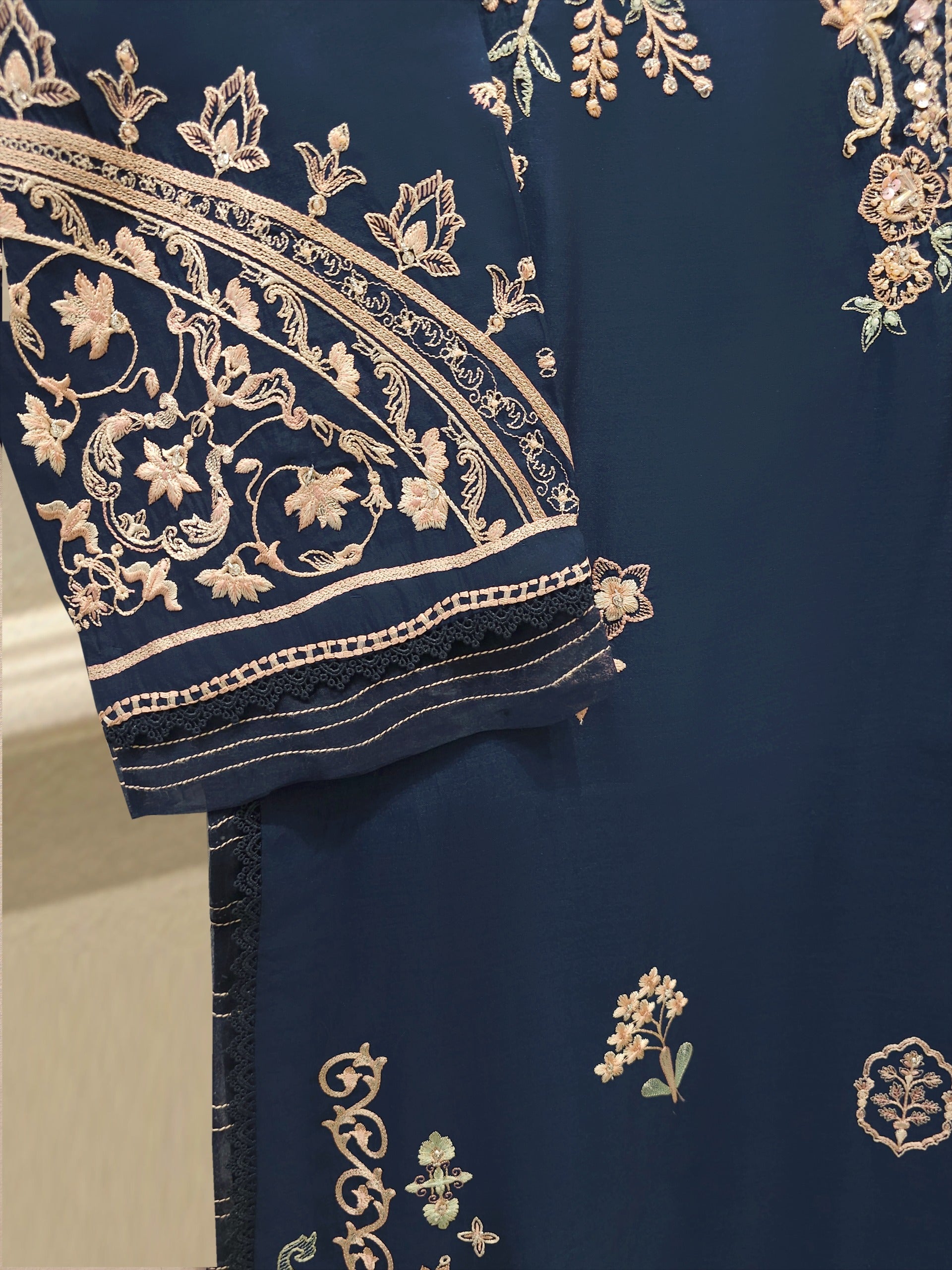 2 Piece- Pure khadi Silk Embroidered Suit S114861
