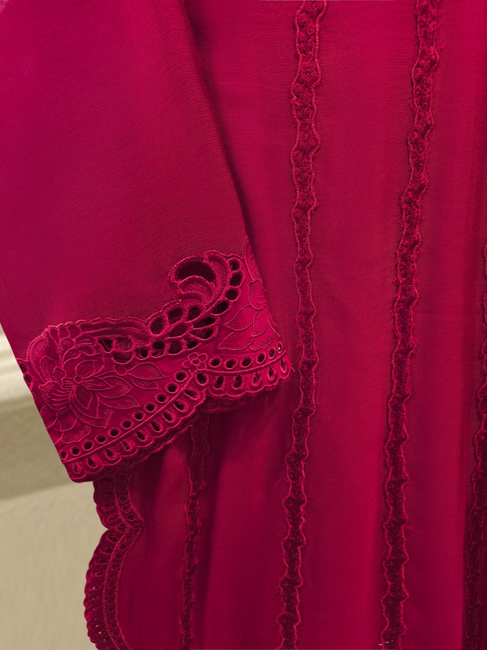 2 Piece - Pure Embroidered Cotton Net Suit S114960