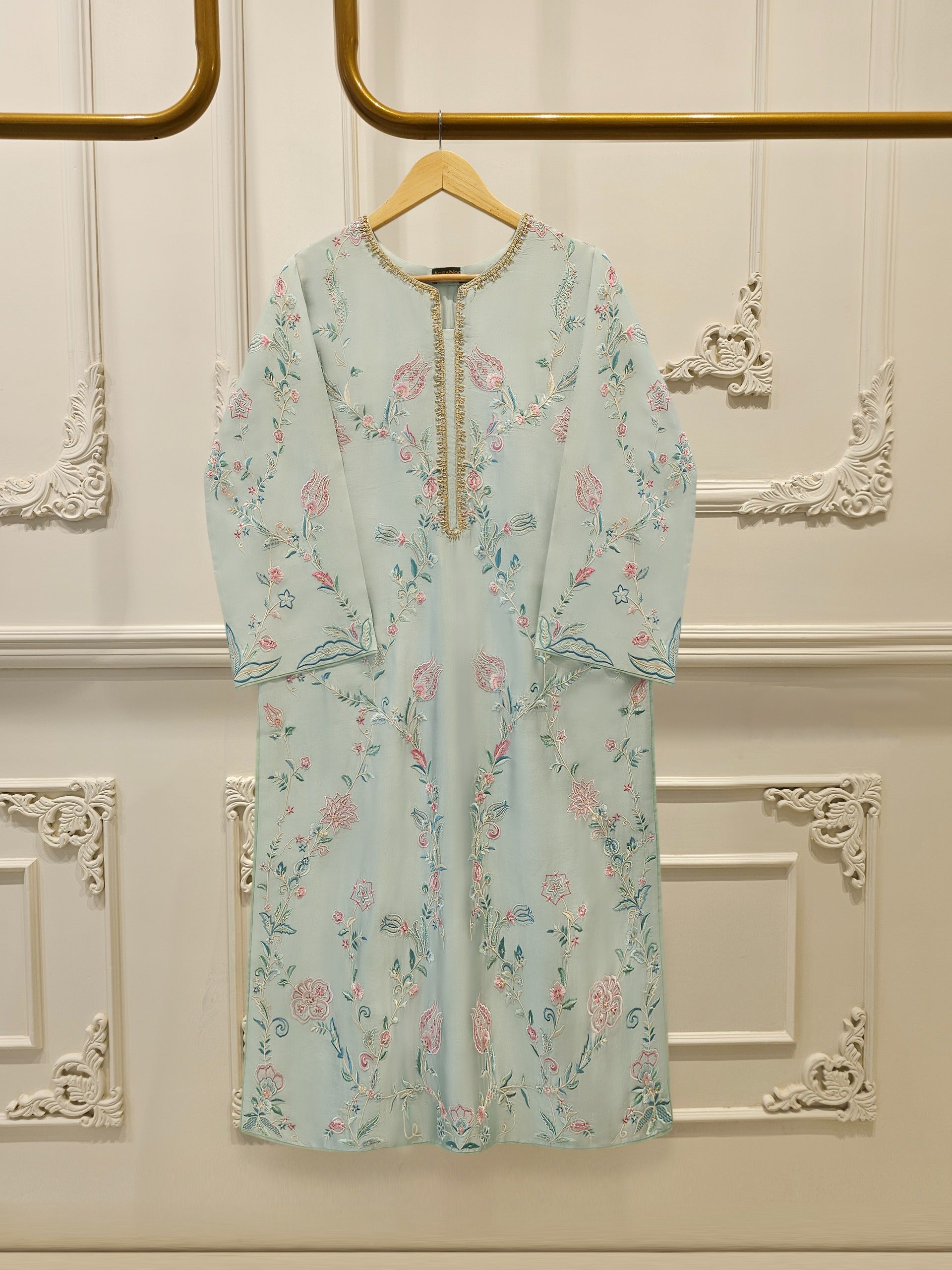 Pure Sheesha Silk Embroidered Shirt S114956