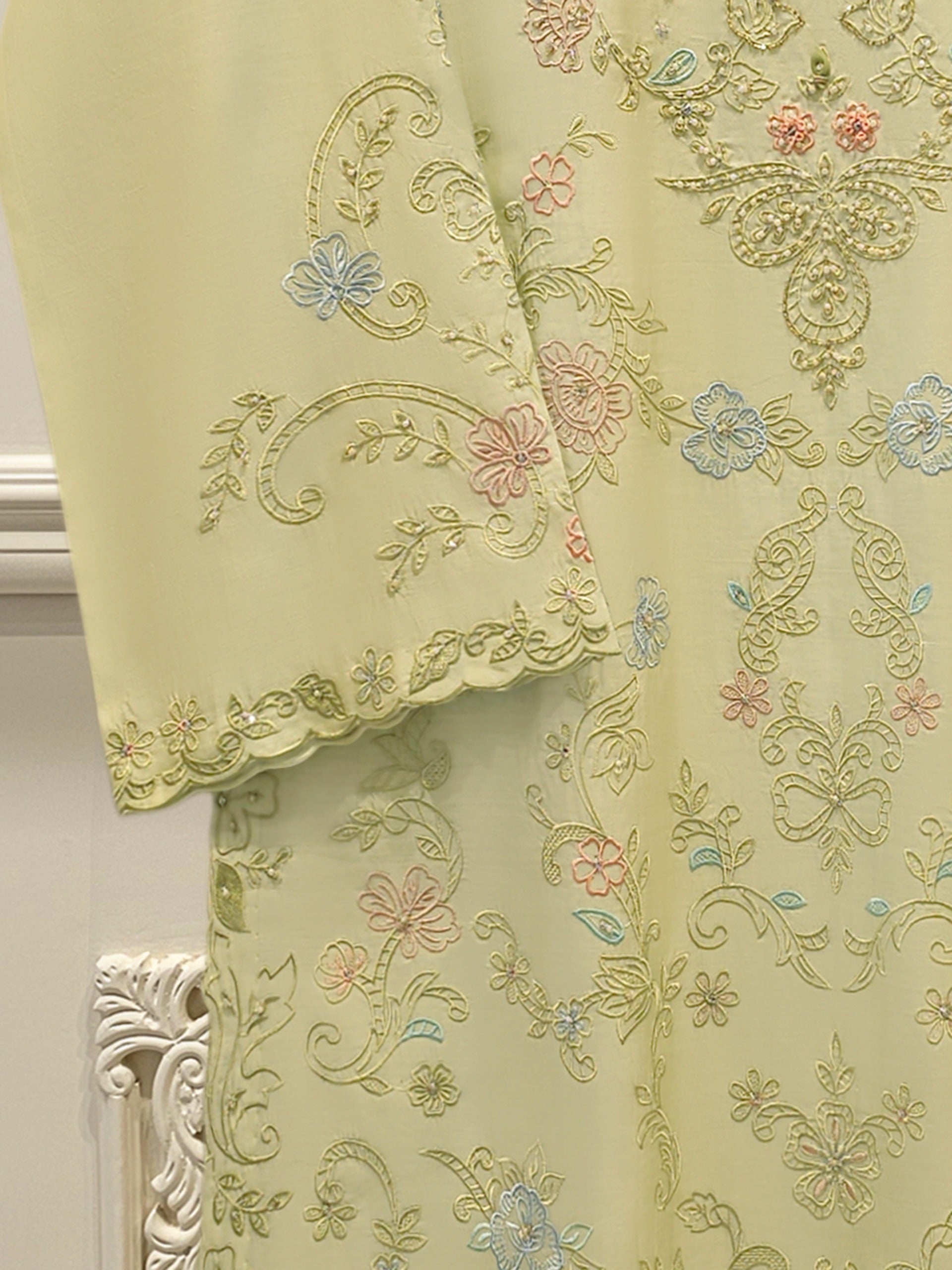 2 Piece - Pure Khaddi Silk Embroidered  Suit S114260