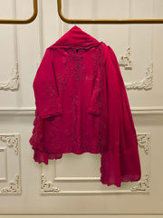 3 Piece- Pure  Sheesha Silk Embroidered Suit S115108