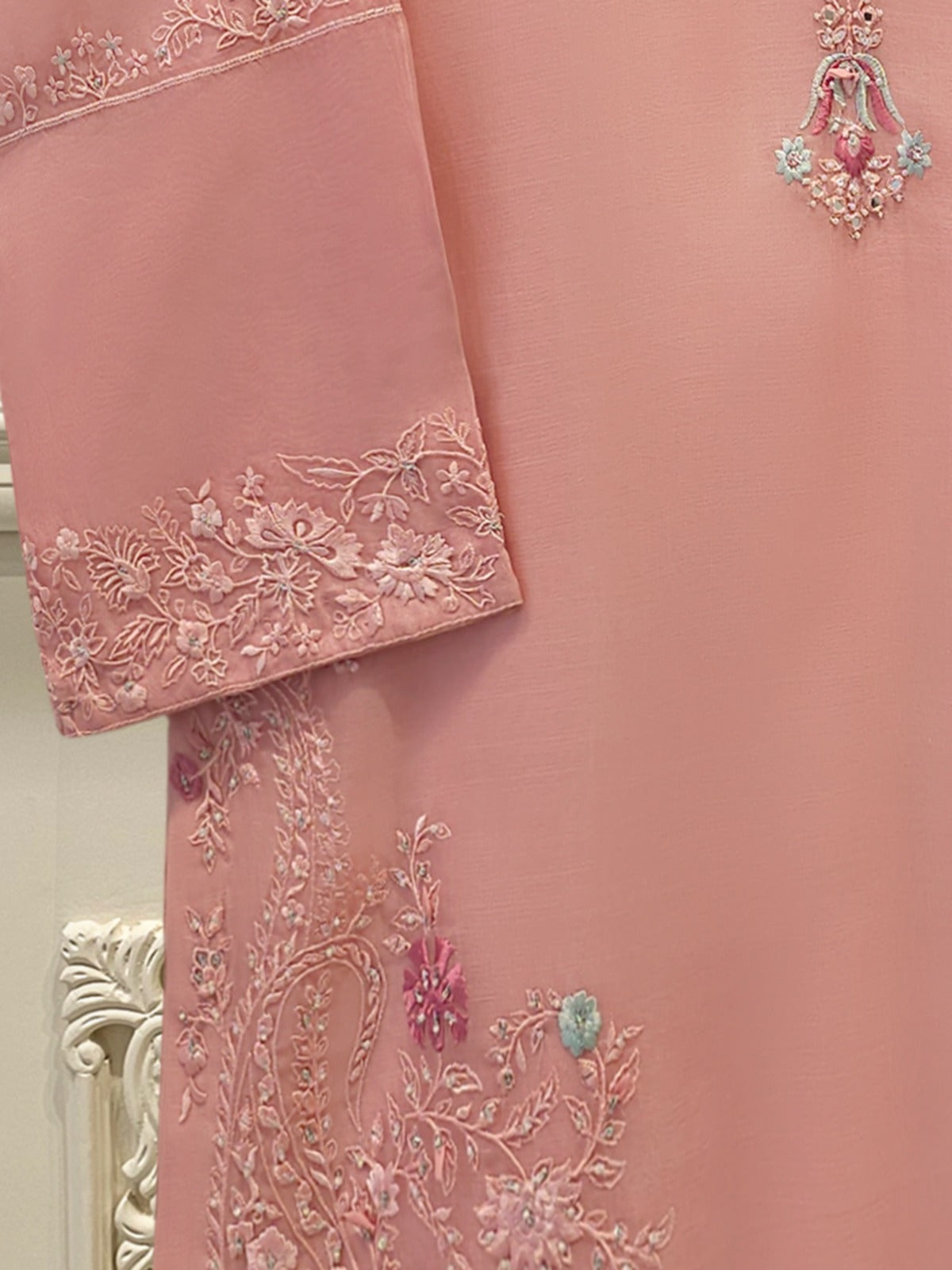 Pure Organza Embroidered Shirt S114689