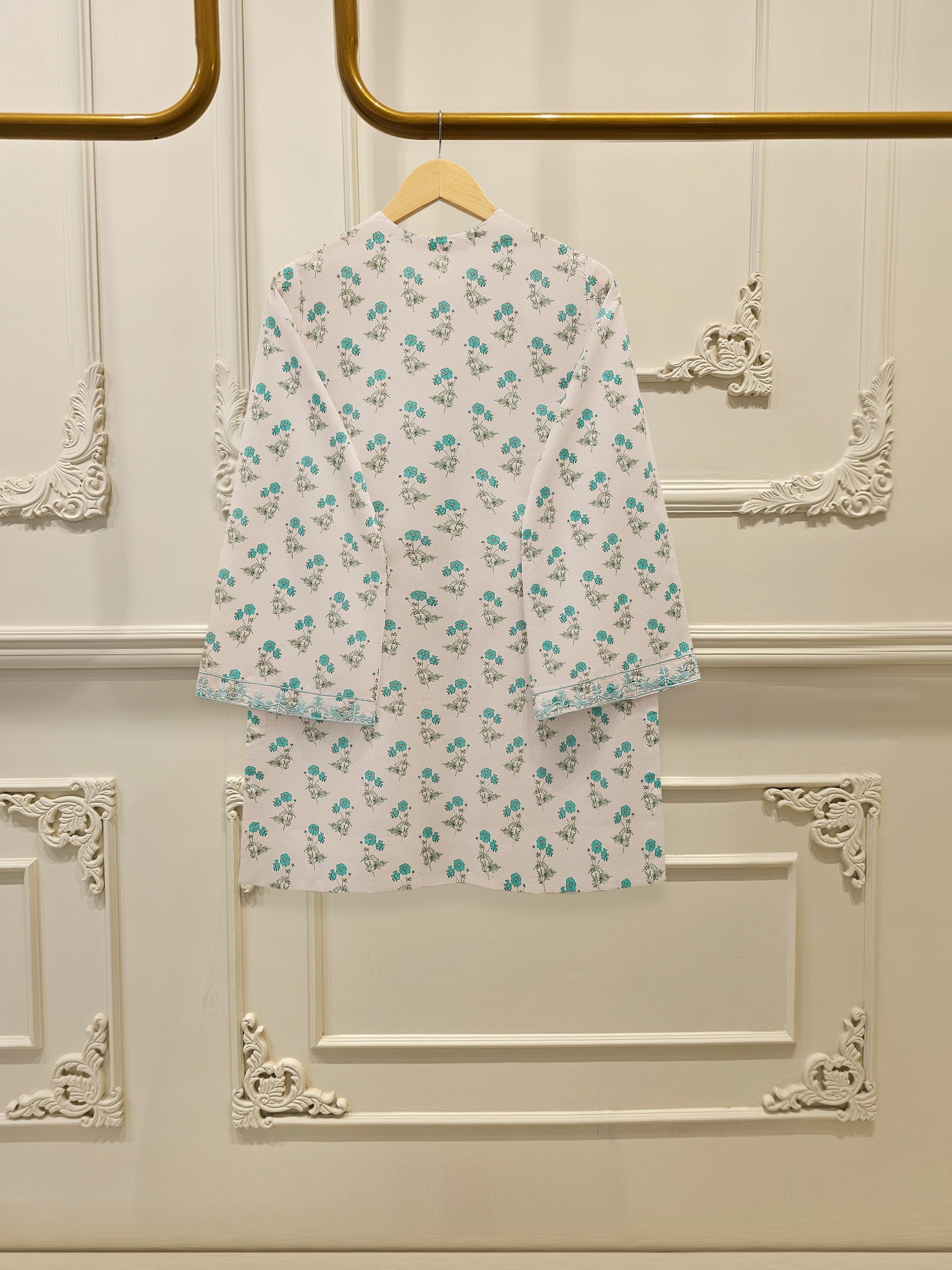 Digital Printed Embroidered Cambric Shirt S112357