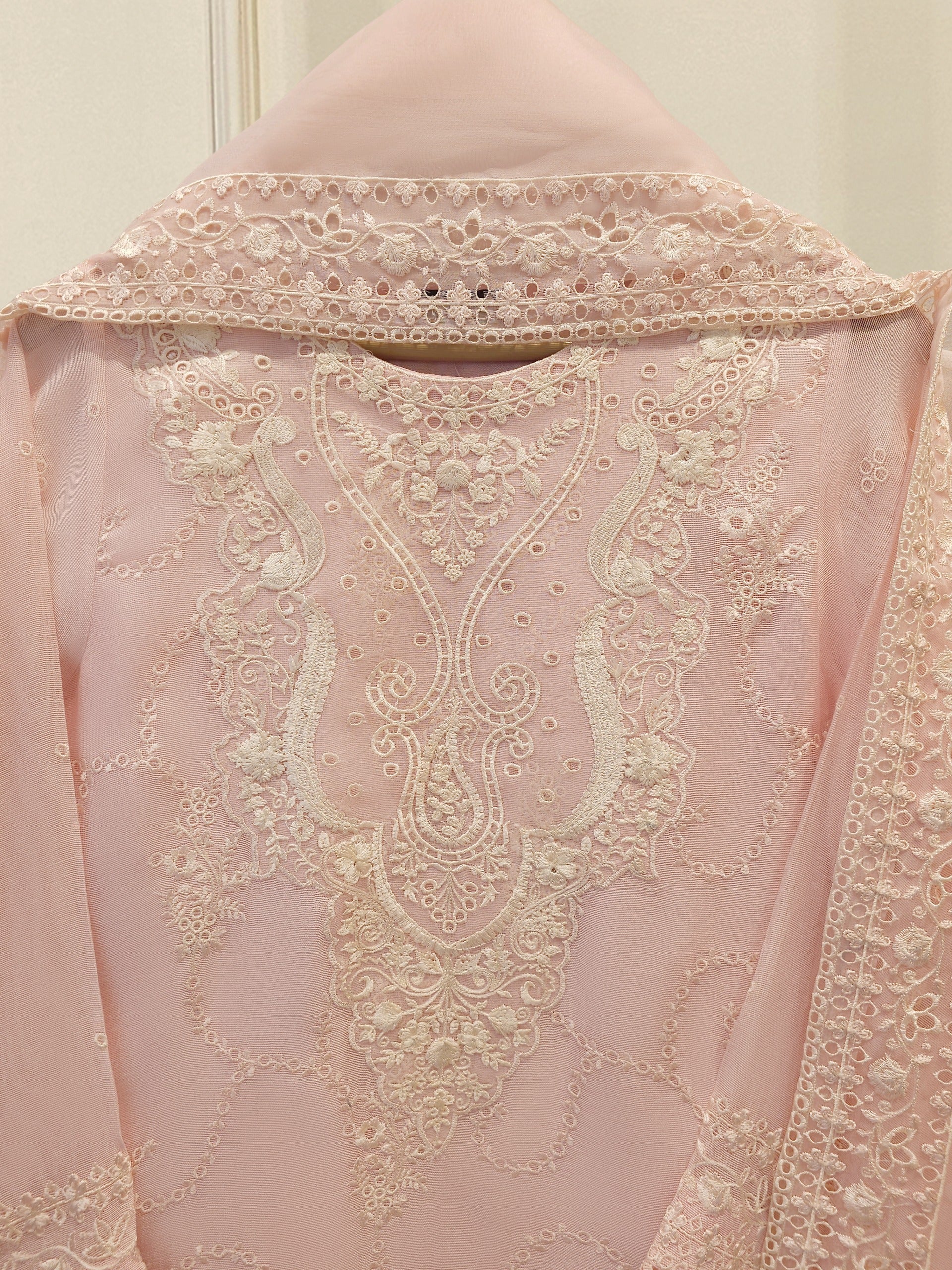 3 Piece - Pure Embroidered Cotton Net Suit S114014