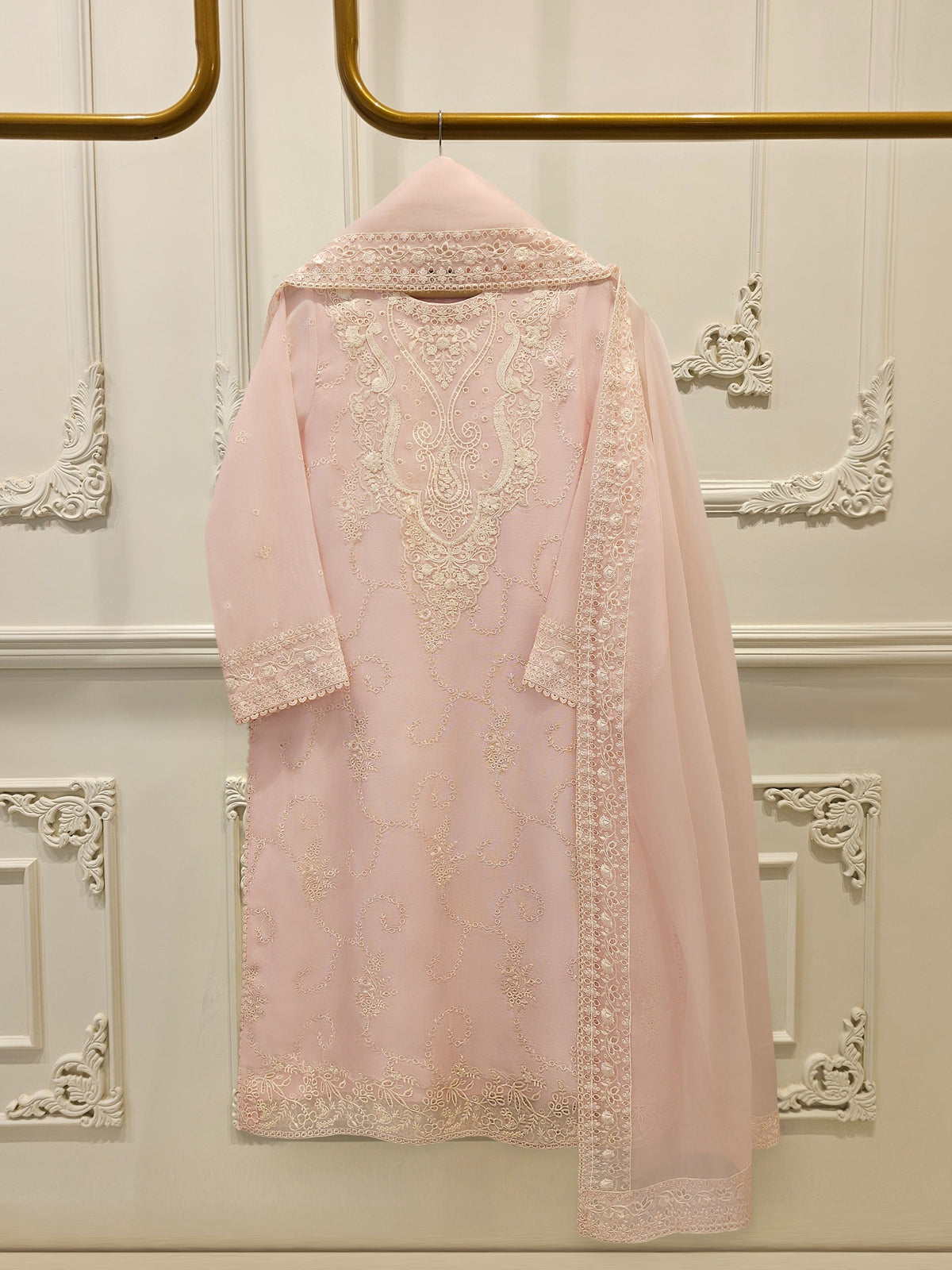 3 Piece - Pure Embroidered Cotton Net Suit S114014