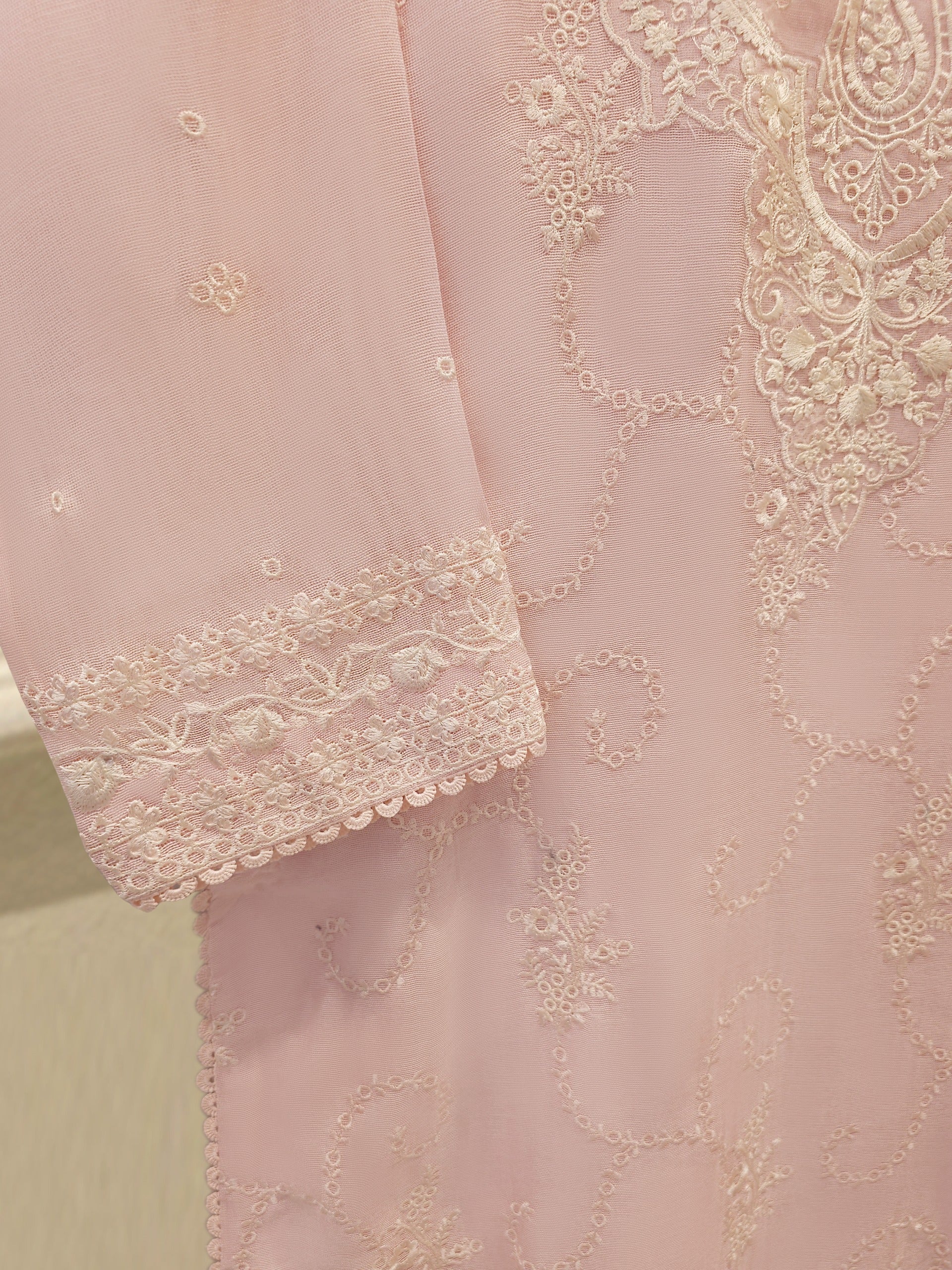 3 Piece - Pure Embroidered Cotton Net Suit S114014