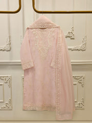 3 Piece - Pure Embroidered Cotton Net Suit S114014