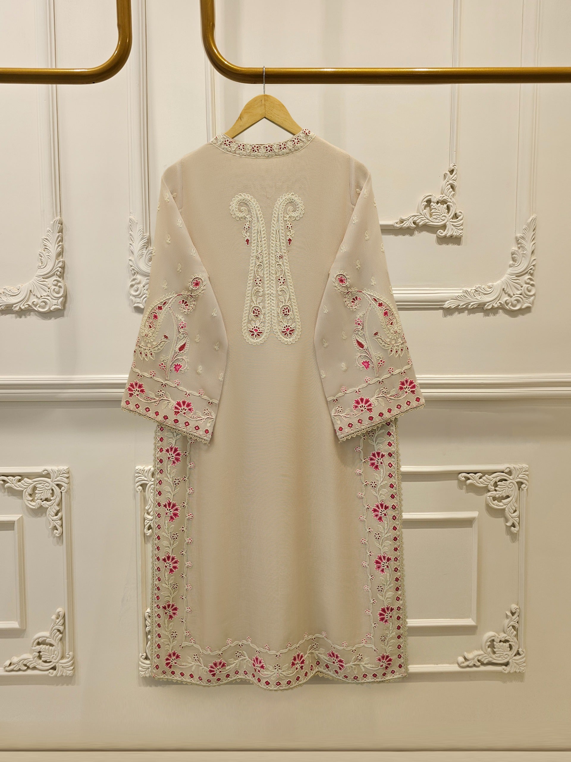 3 Piece - Pure Embroidered Cotton Net Suit S114246