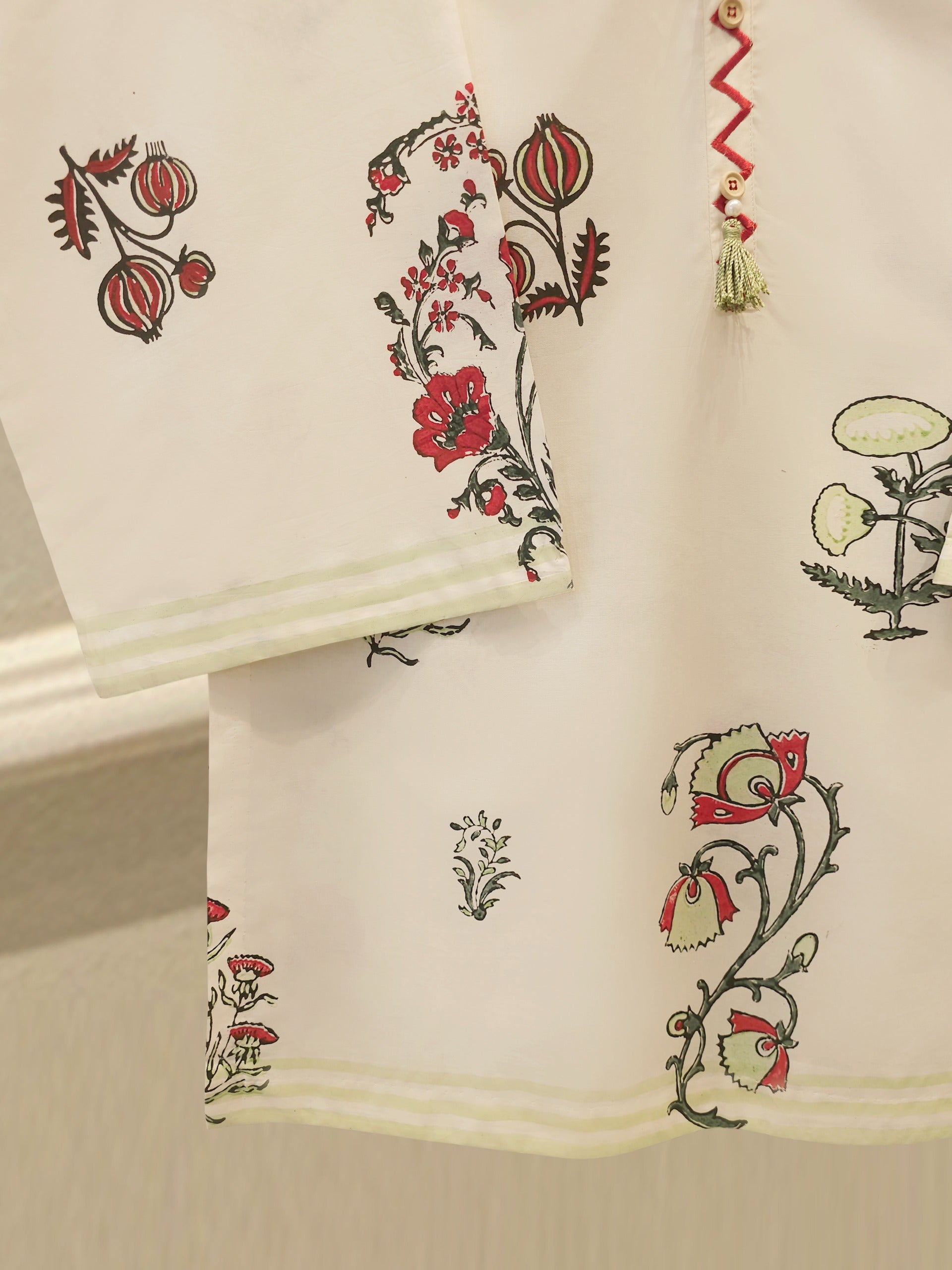 2 Piece - hand block print Cambric Suit S114318