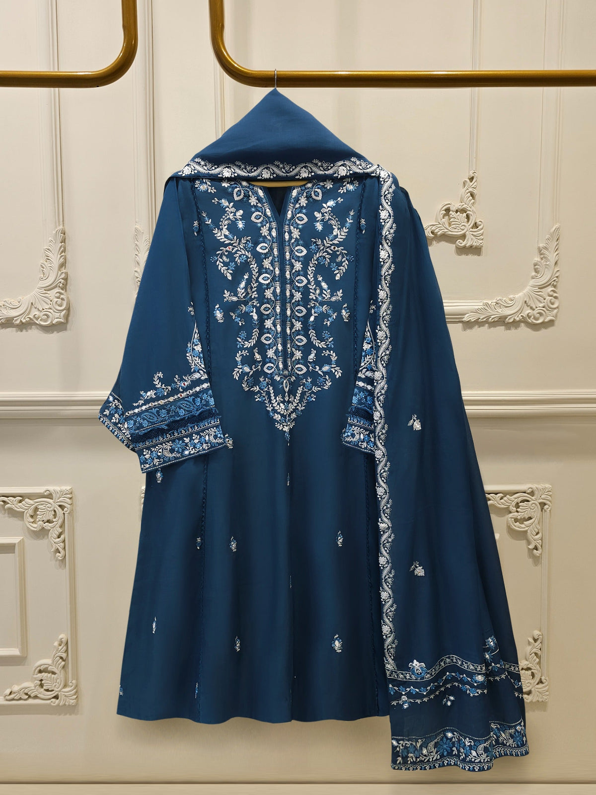 2 Piece - Embroidered Kora  Cotton Suit S114336