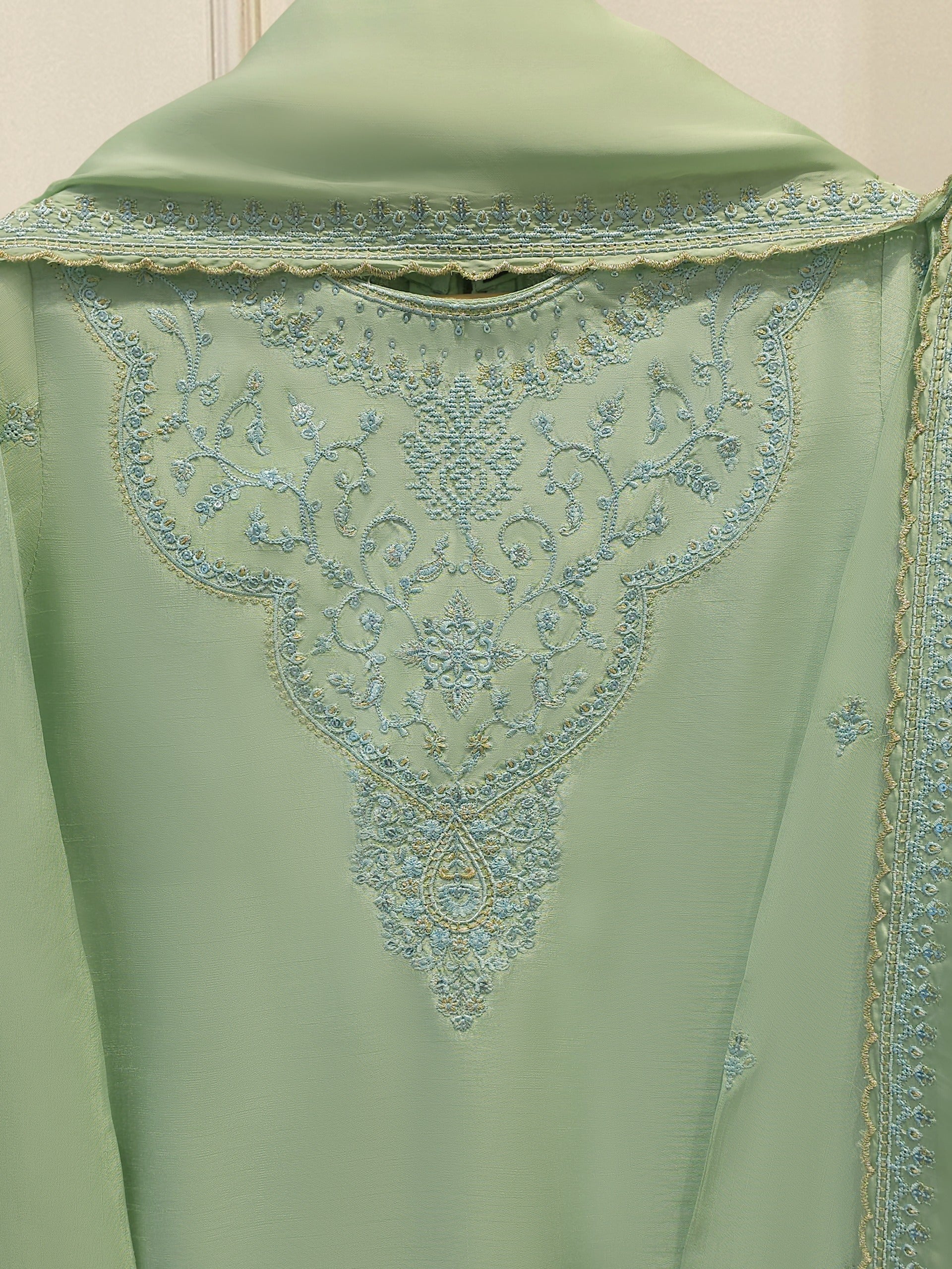 3 Piece - Pure Embroidered Korean Silk  S114506