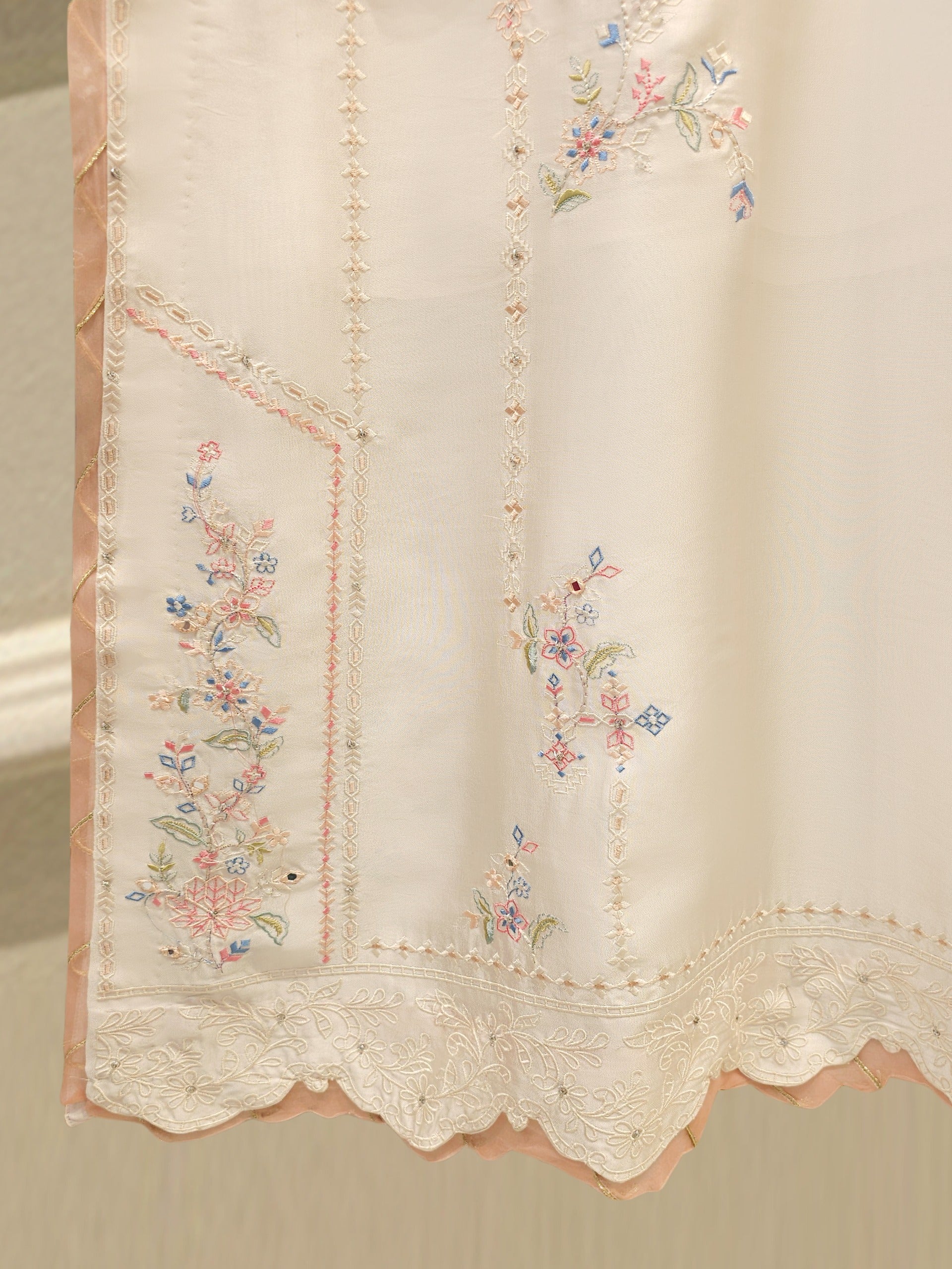 3 Piece- Pure  Shisha Silk Embroidered Suit S115039