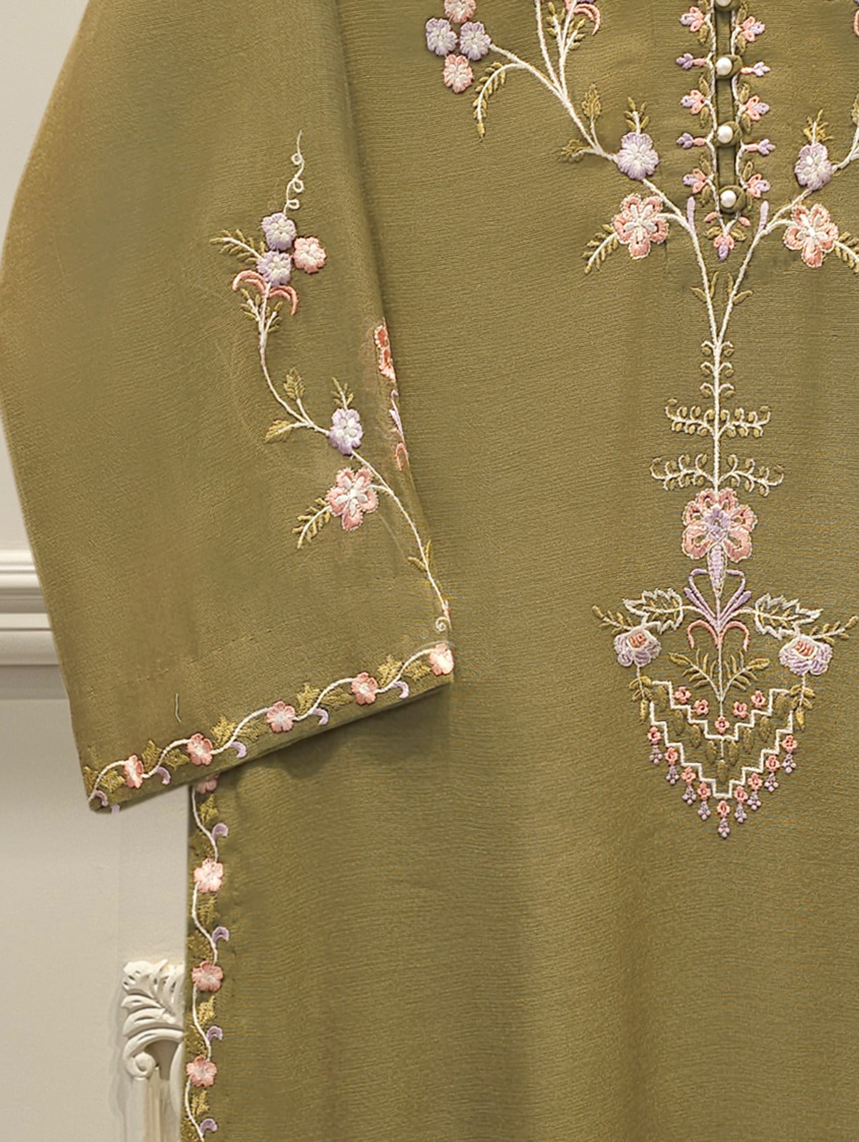 Pure Embroidered Cotton Net Shirt S114991