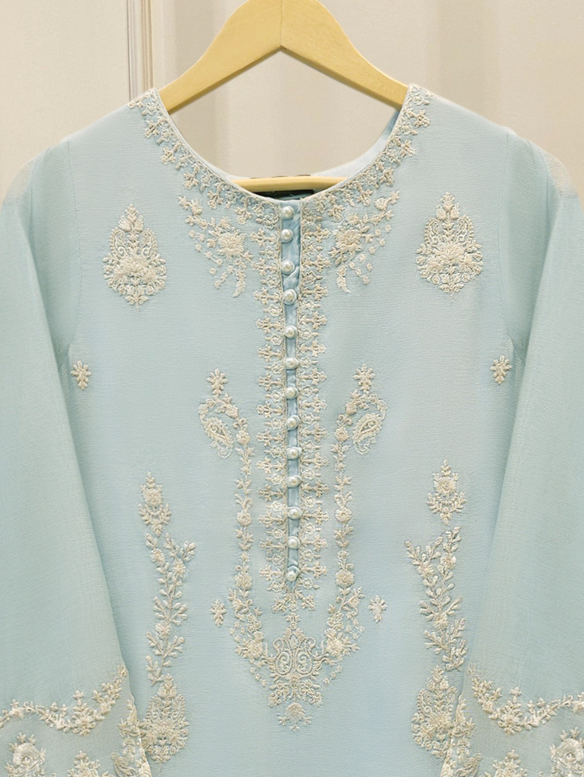 Pure Embroidered Cotton Net Shirt S114974