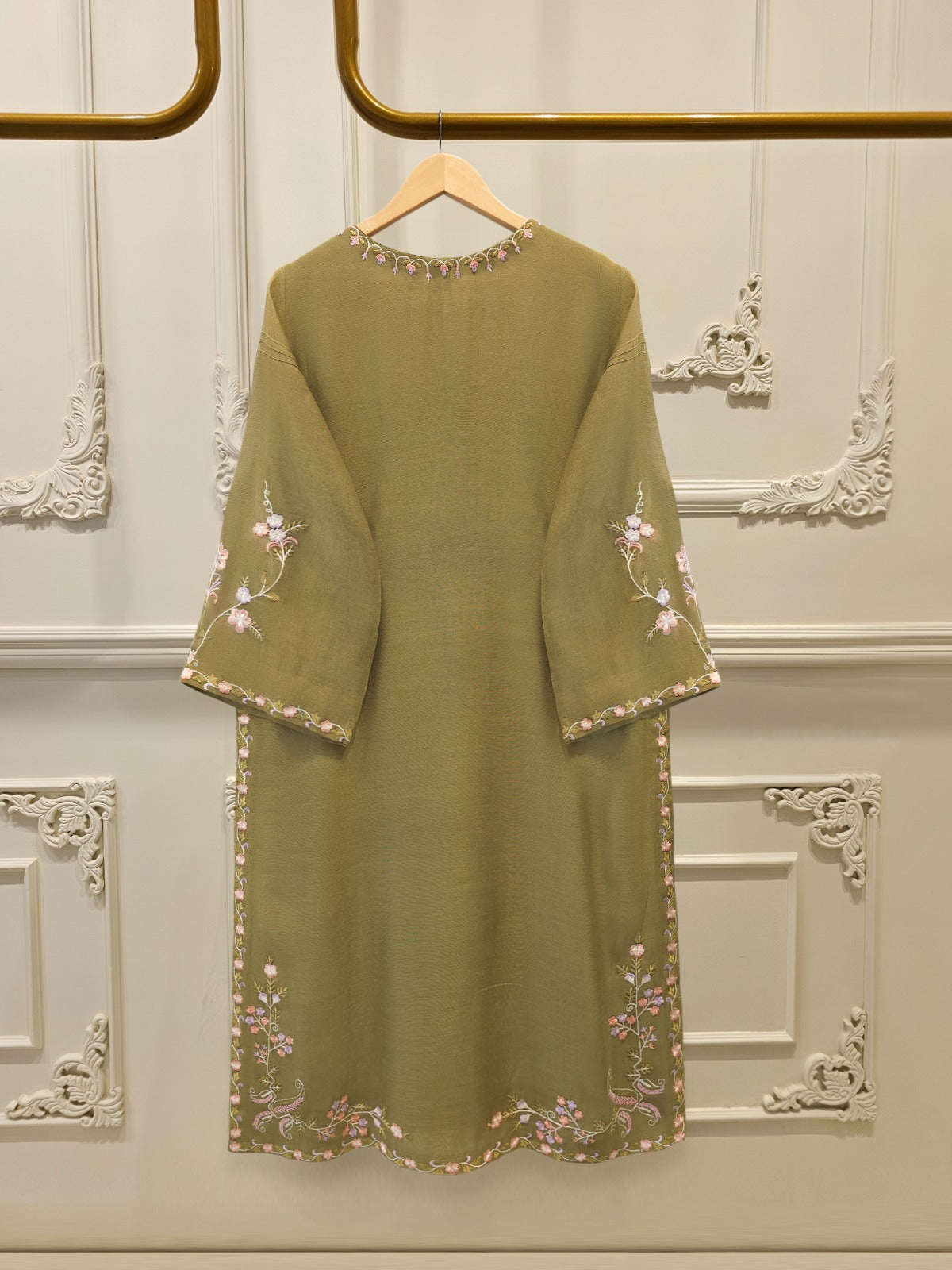 Pure Embroidered Cotton Net Shirt S114991