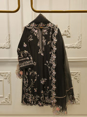 3 Piece- Pure  Sheesha Silk Embroidered Suit S115087
