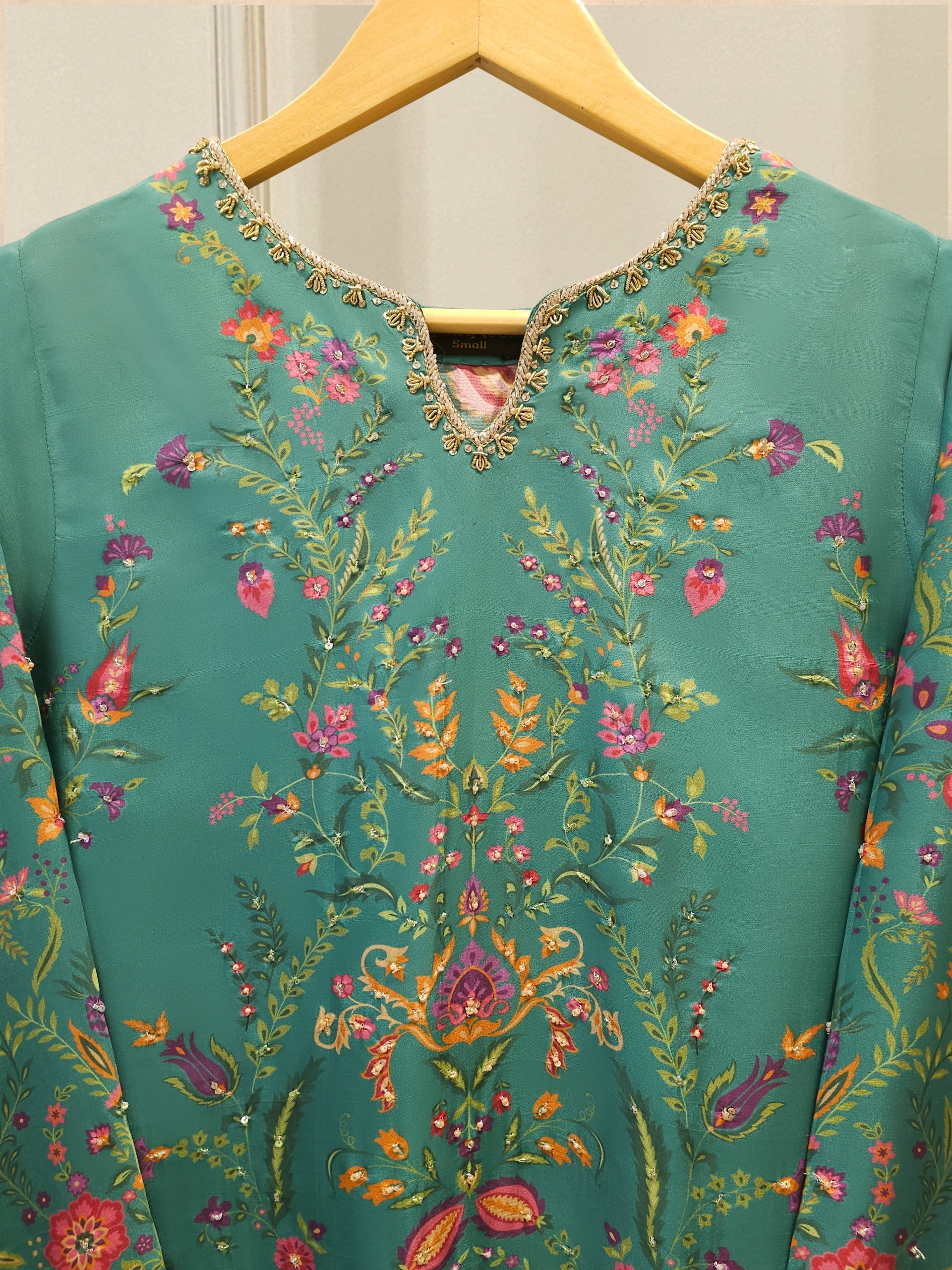 2-Piece Pure Printed Silk Suit with Khadi Silk Pants S115262