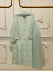 3 Piece- Pure  Sheesha Silk Embroidered Suit S115276