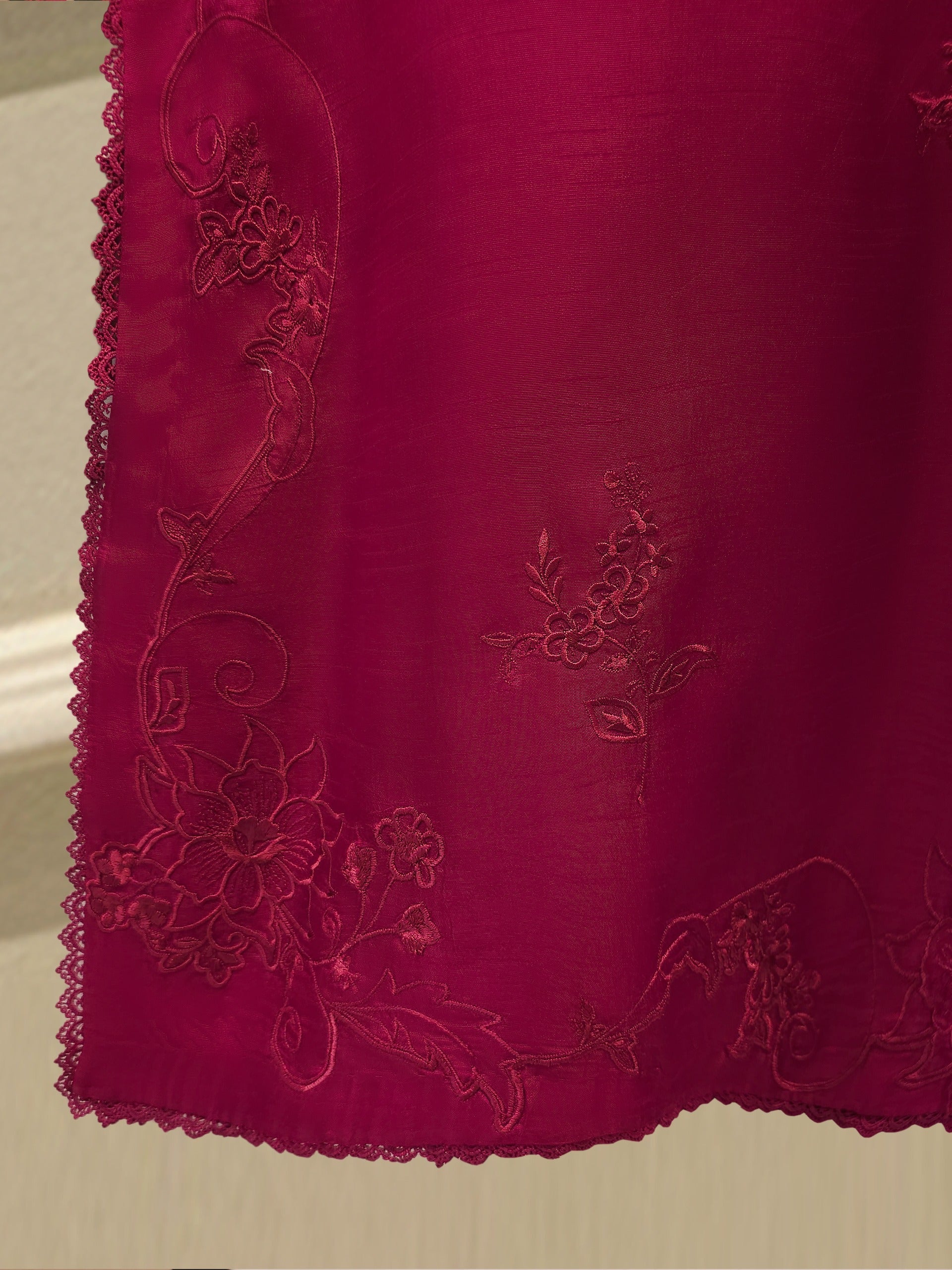 3 Piece- Pure Korean Silk Embroidered Suit S115297