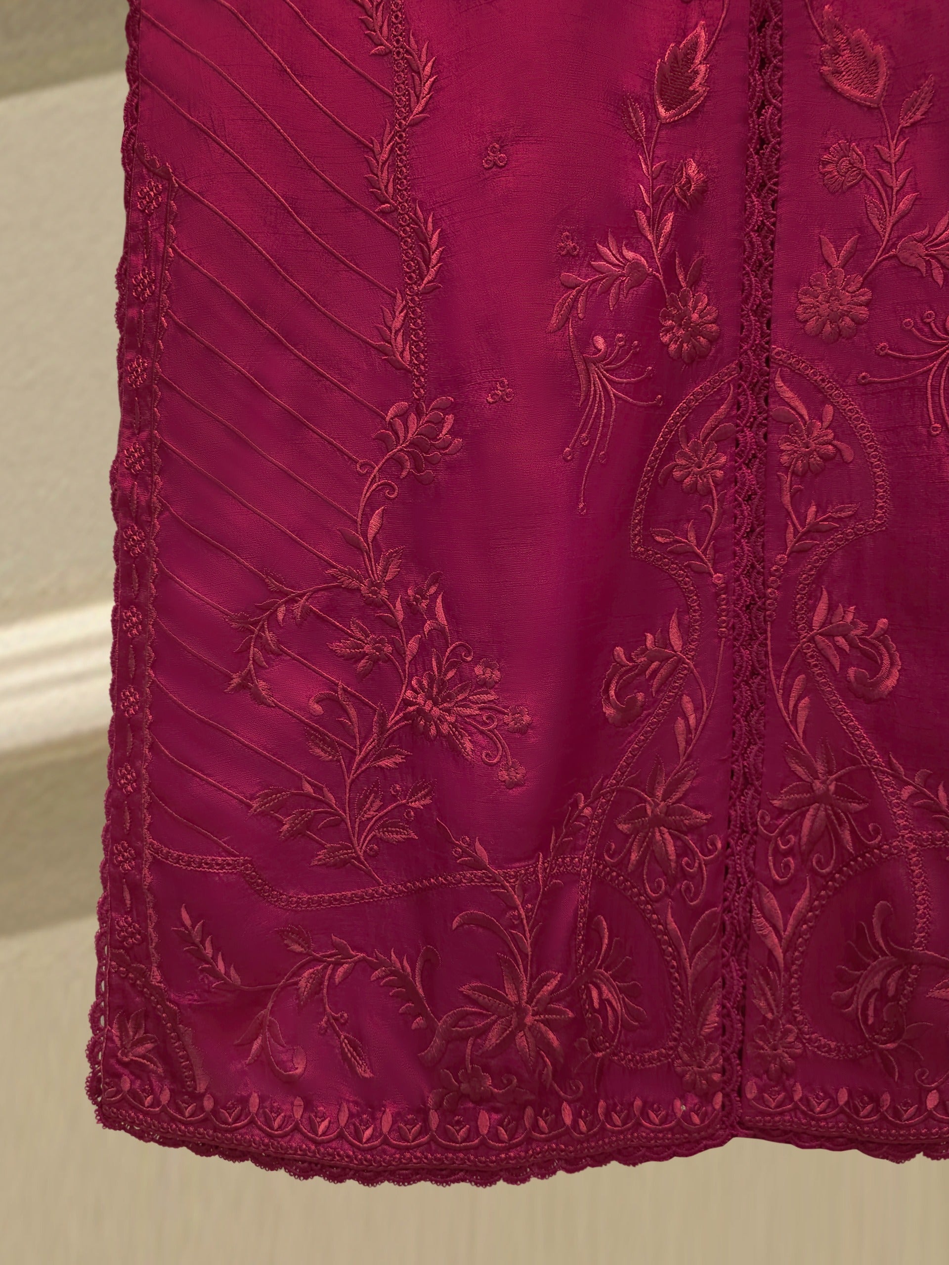 3 Piece- Pure Korean Silk Embroidered Suit S115293