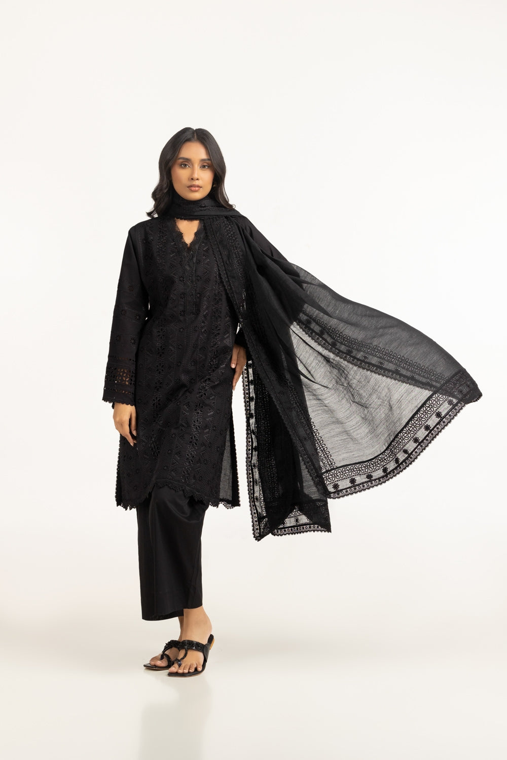 Cambric Shifflie Embroidered Shirt And Dupatta