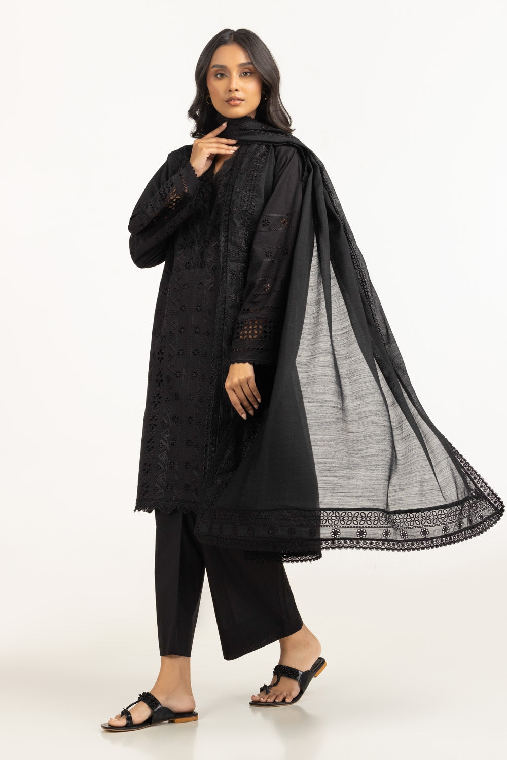 Cambric Shifflie Embroidered Shirt And Dupatta