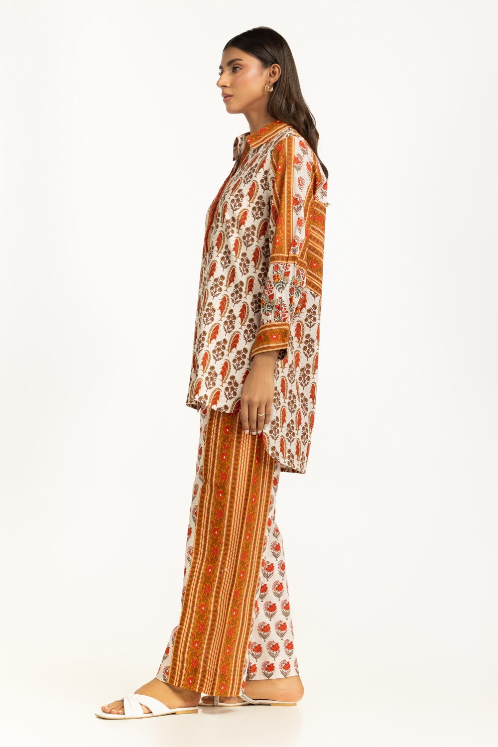 Cross Slub Printed Co-Ord Set