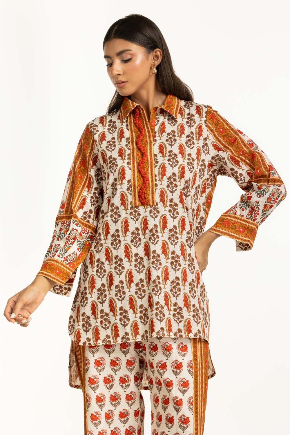 Cross Slub Printed Co-Ord Set