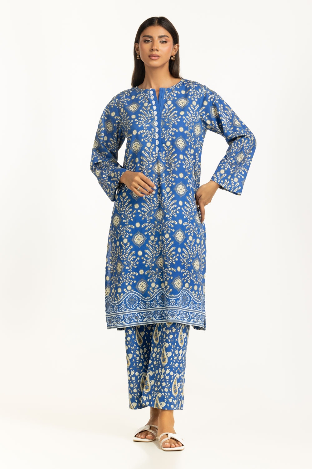 Cross Slub Printed Co-Ord Set