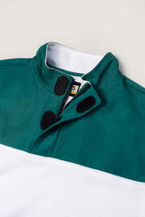 Quarter Zip Color Block Mock Neck Sweatshirt