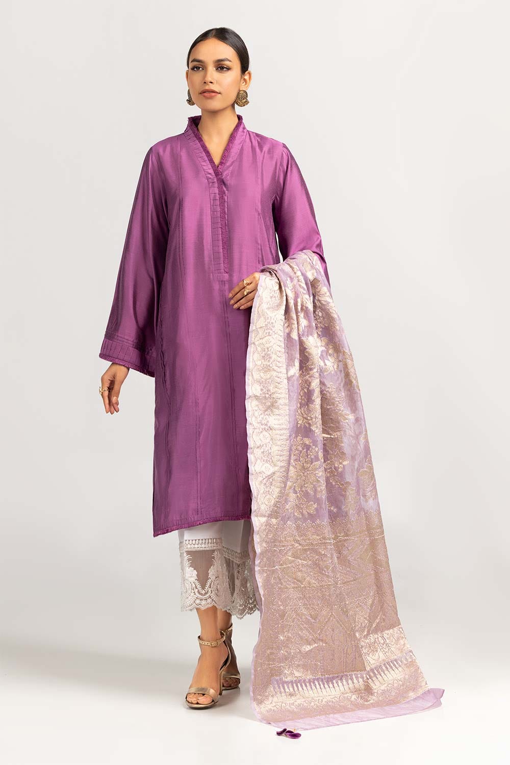 2 Piece Festive Suit Kathan Silk Kurta Jamawar Dupatta