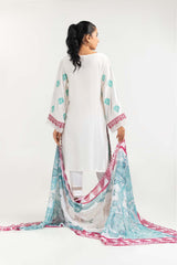 2 Piece Khadi Net Embroidered Shirt With Dupatta