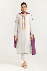 2 Piece Khadi Net Embroidered Shirt and Dupatta