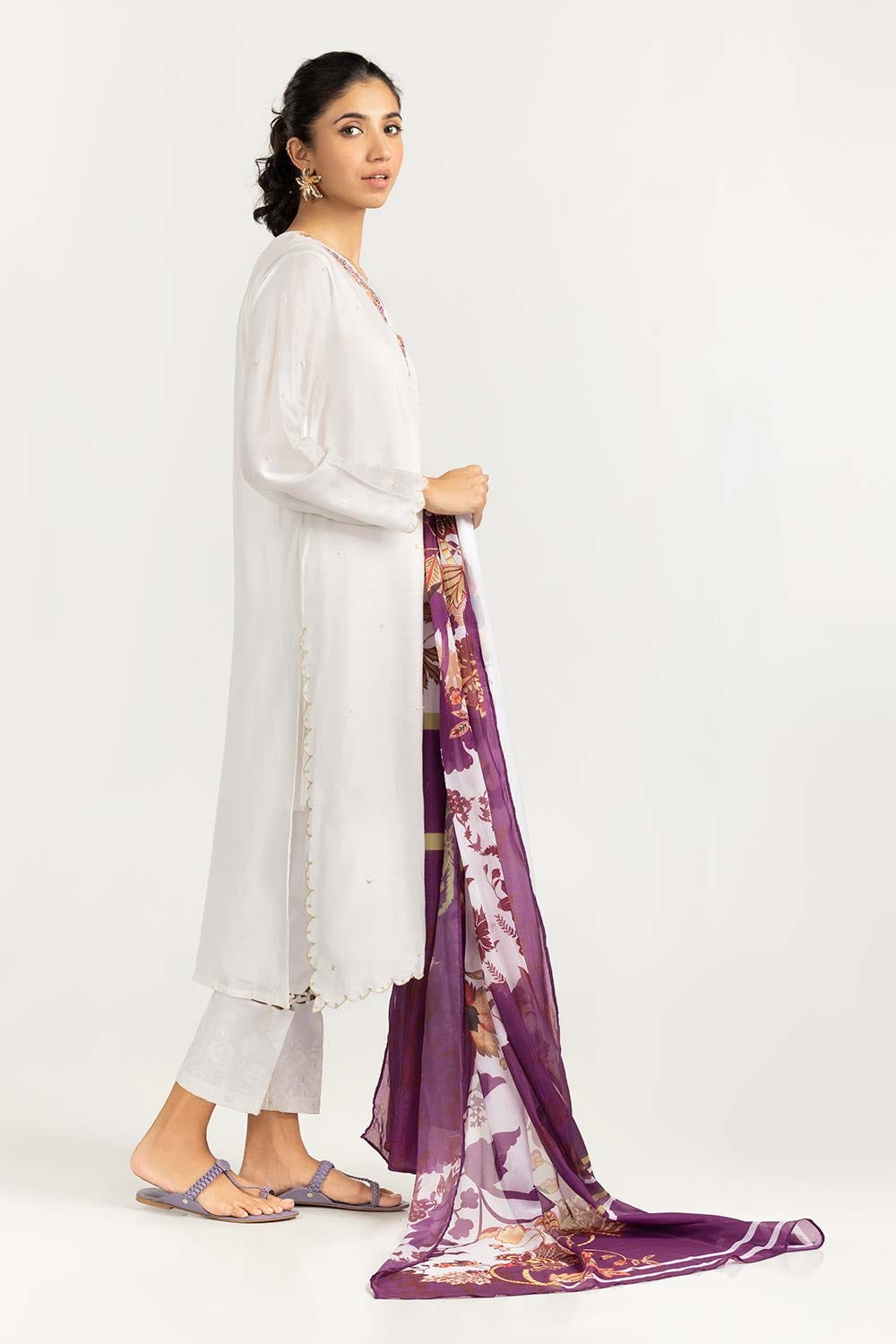 2 Piece Khadi Net Embroidered Shirt and Dupatta