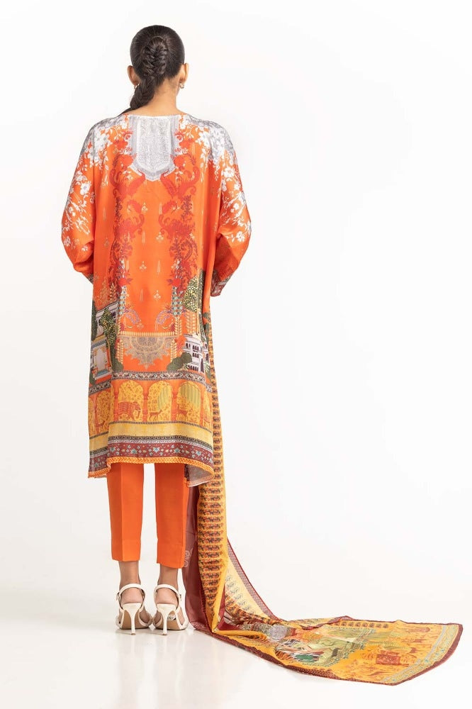 Digital Print Shamose Silk Embroidered Suit