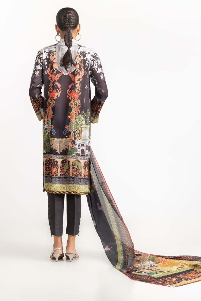 Digital Printed Shamose Silk Embelsihed Suit