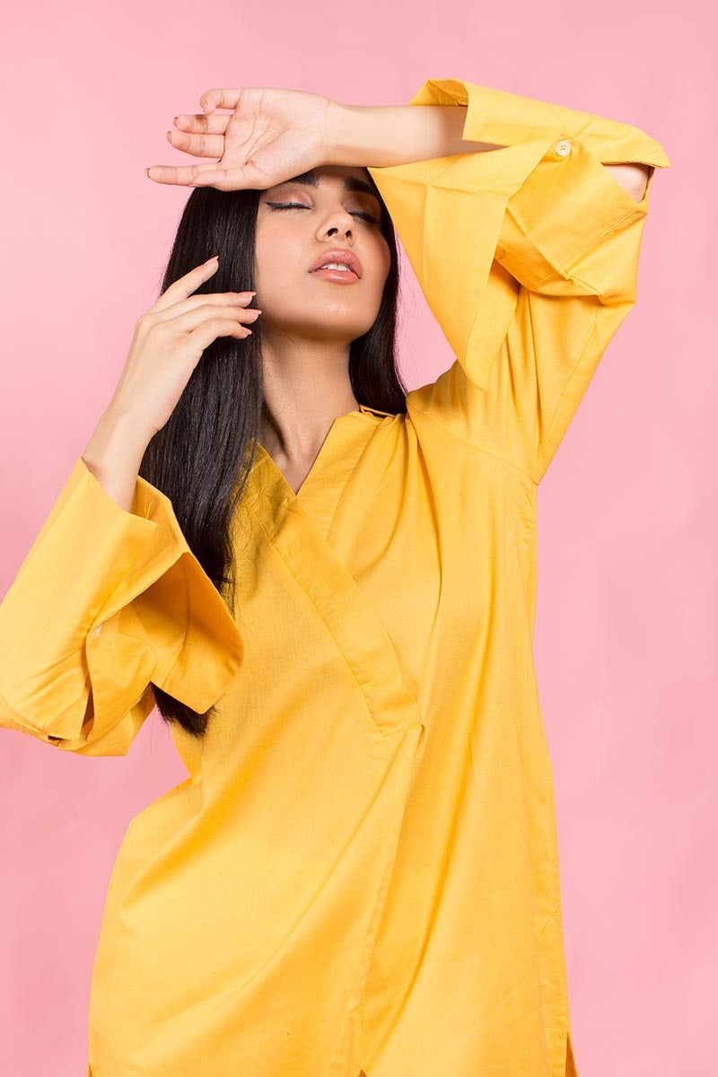 Yellow 1 Piece Jacquard Shirt
