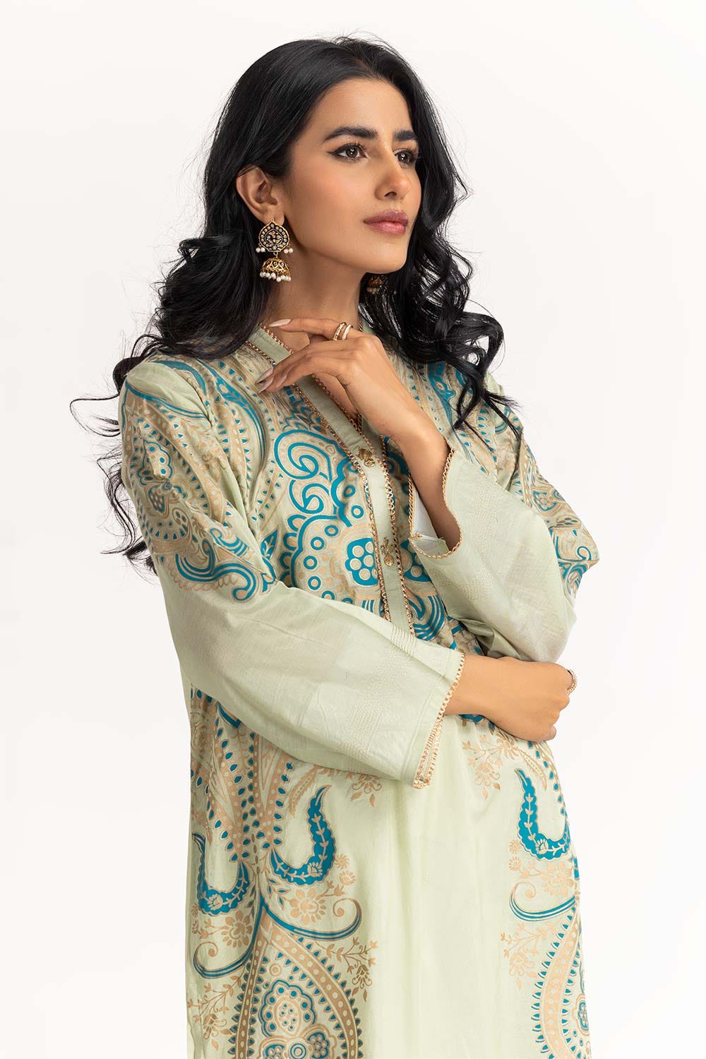 Dyed Cotton Silk Screen Printed Kurti