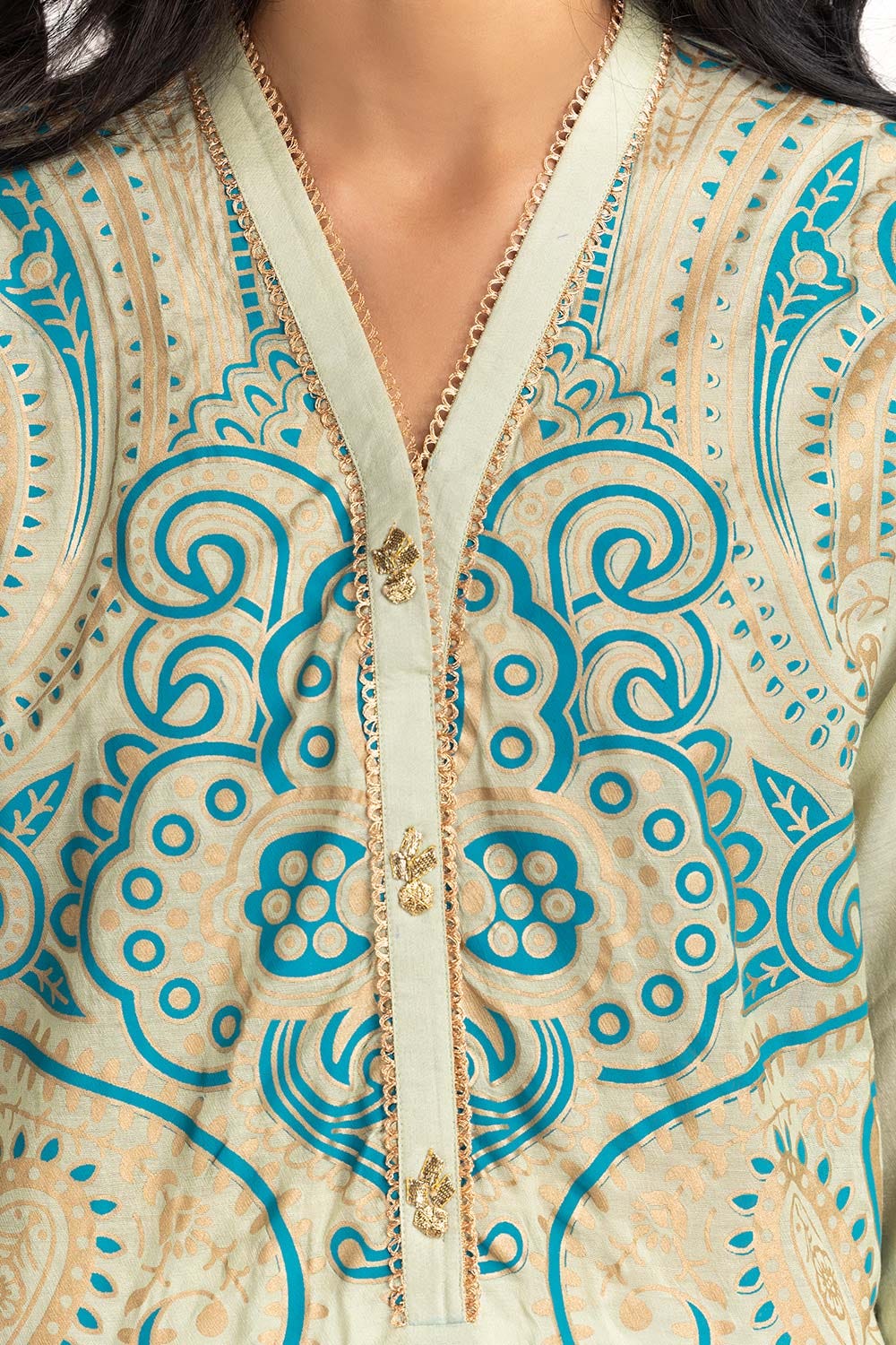 Dyed Cotton Silk Screen Printed Kurti