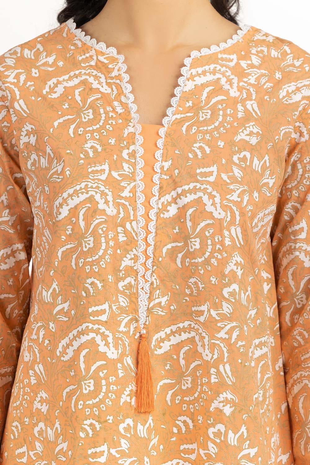 Dyed Cambric Screen Printed Embelished Shirt