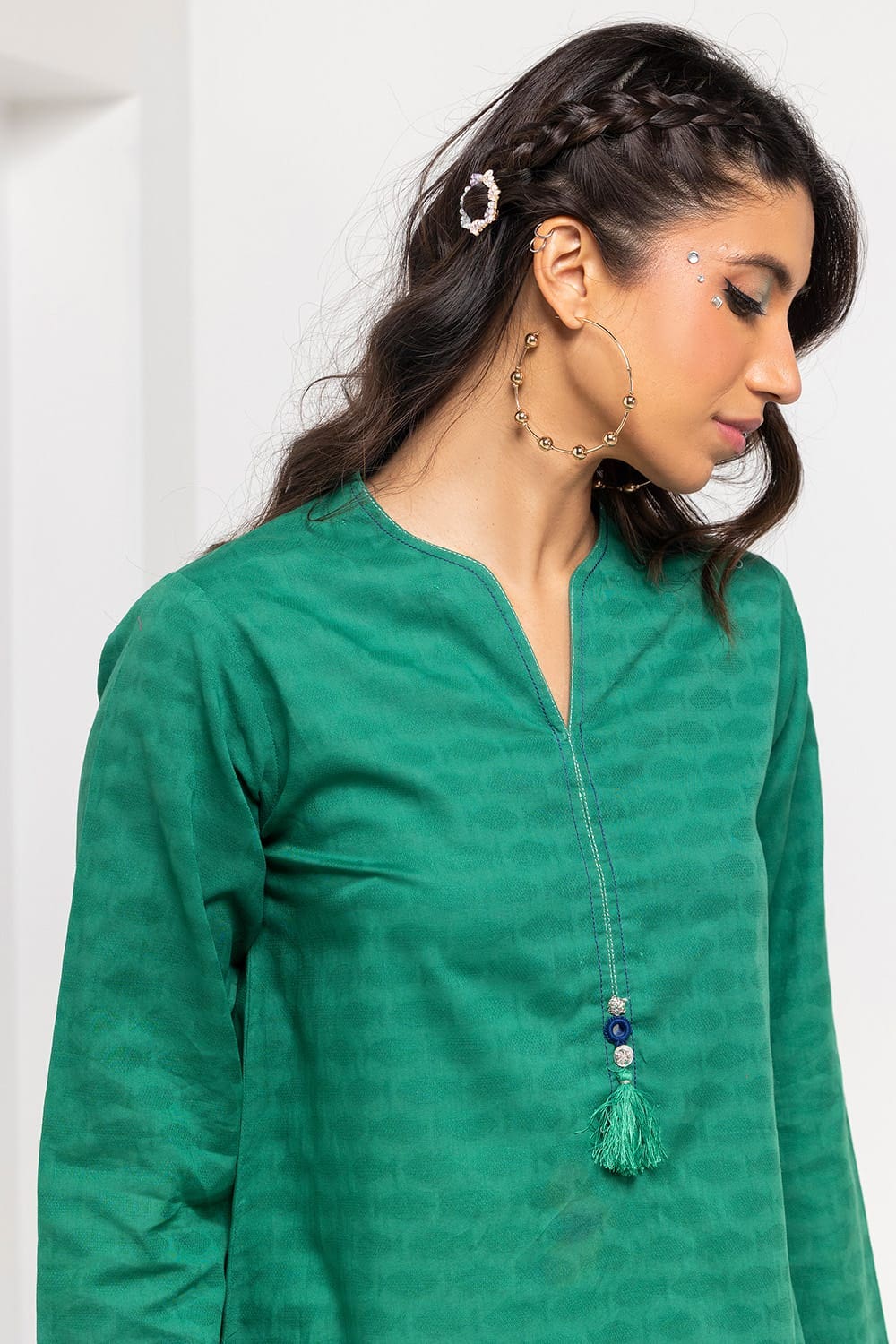Dobby Dyed Embellished Shirt