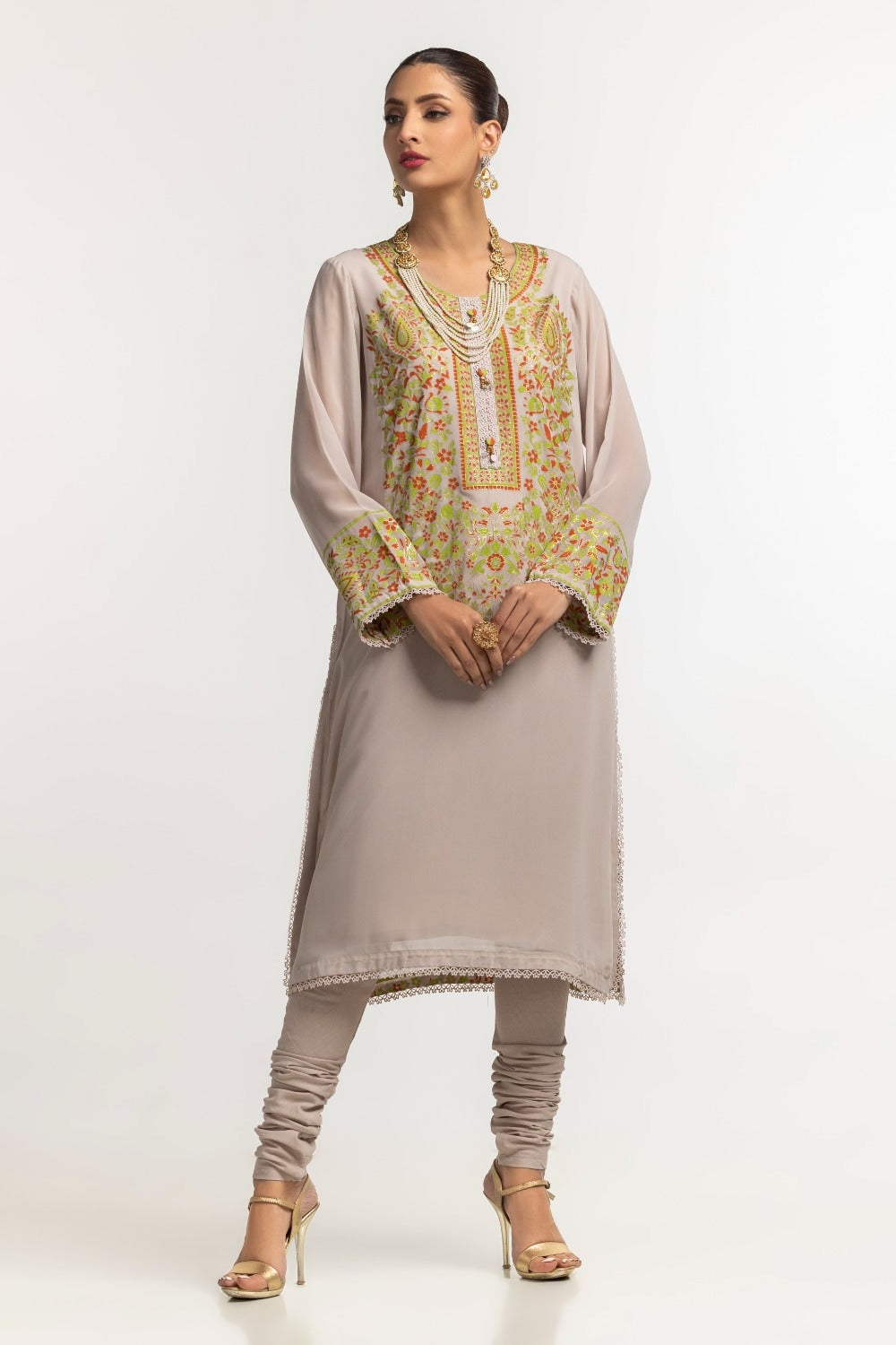 Dyed Foil Print Light Georgette Shirt