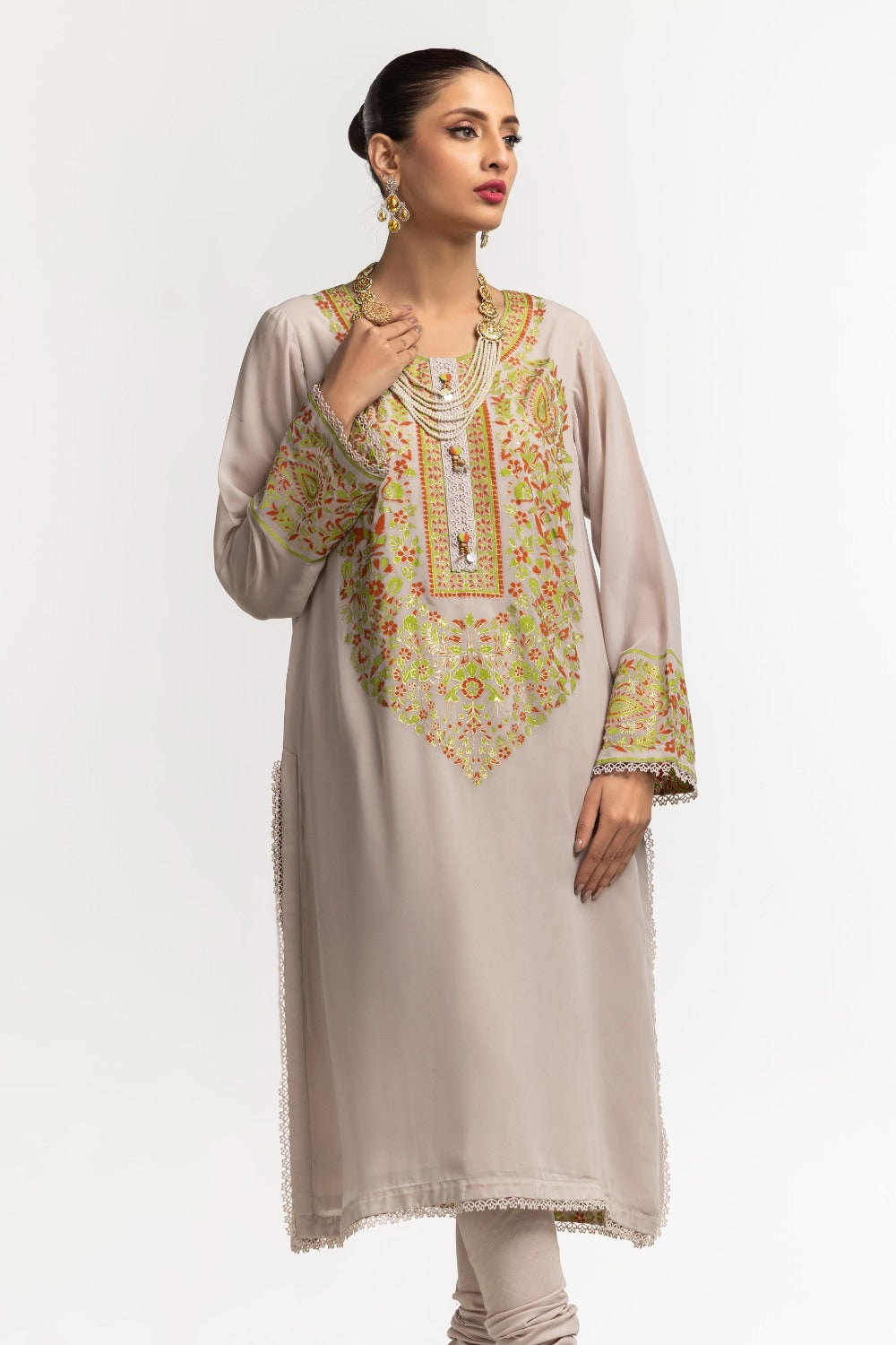 Dyed Foil Print Light Georgette Shirt