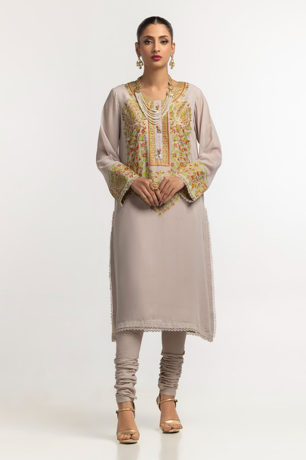 Dyed Foil Print Light Georgette Shirt
