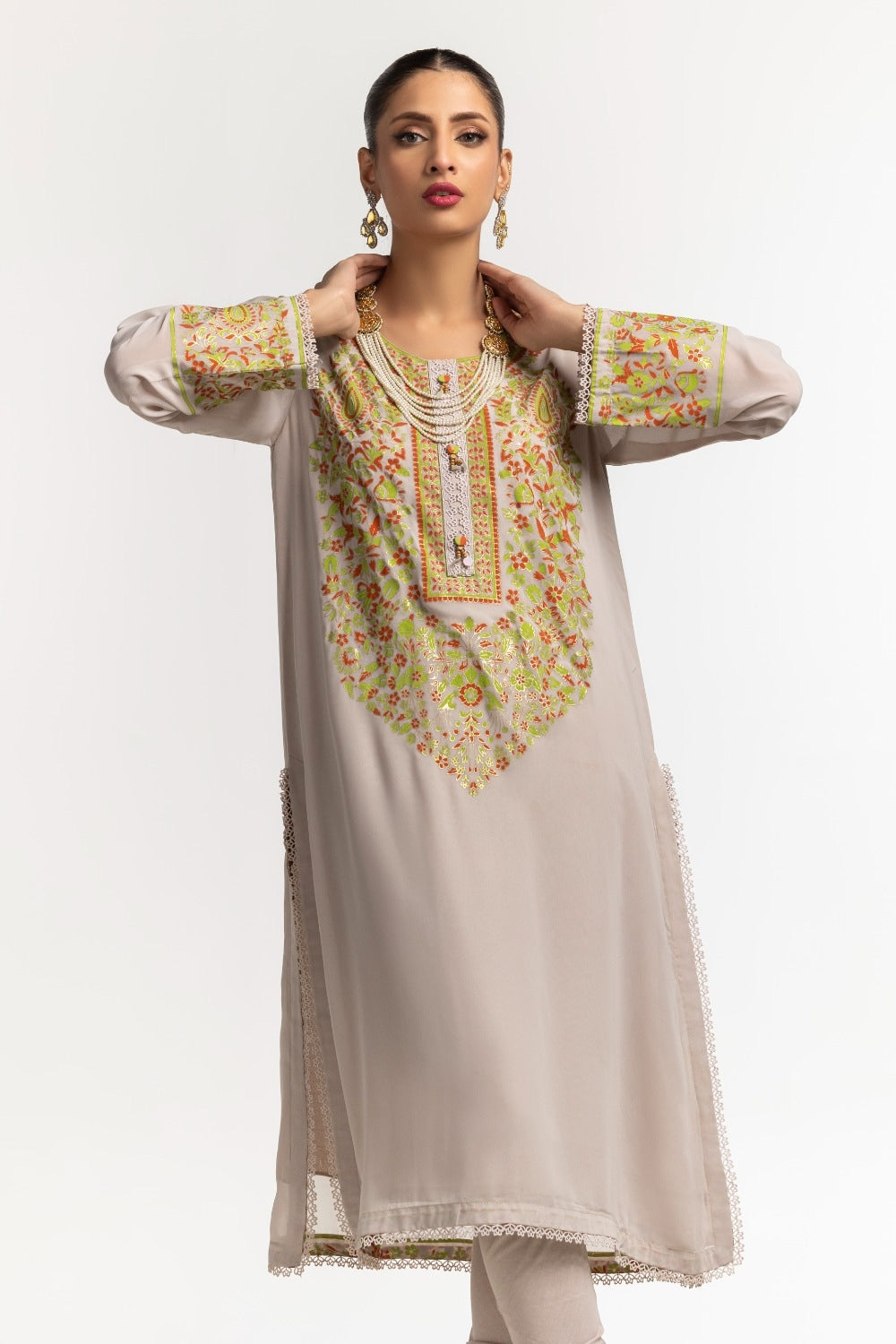 Dyed Foil Print Light Georgette Shirt